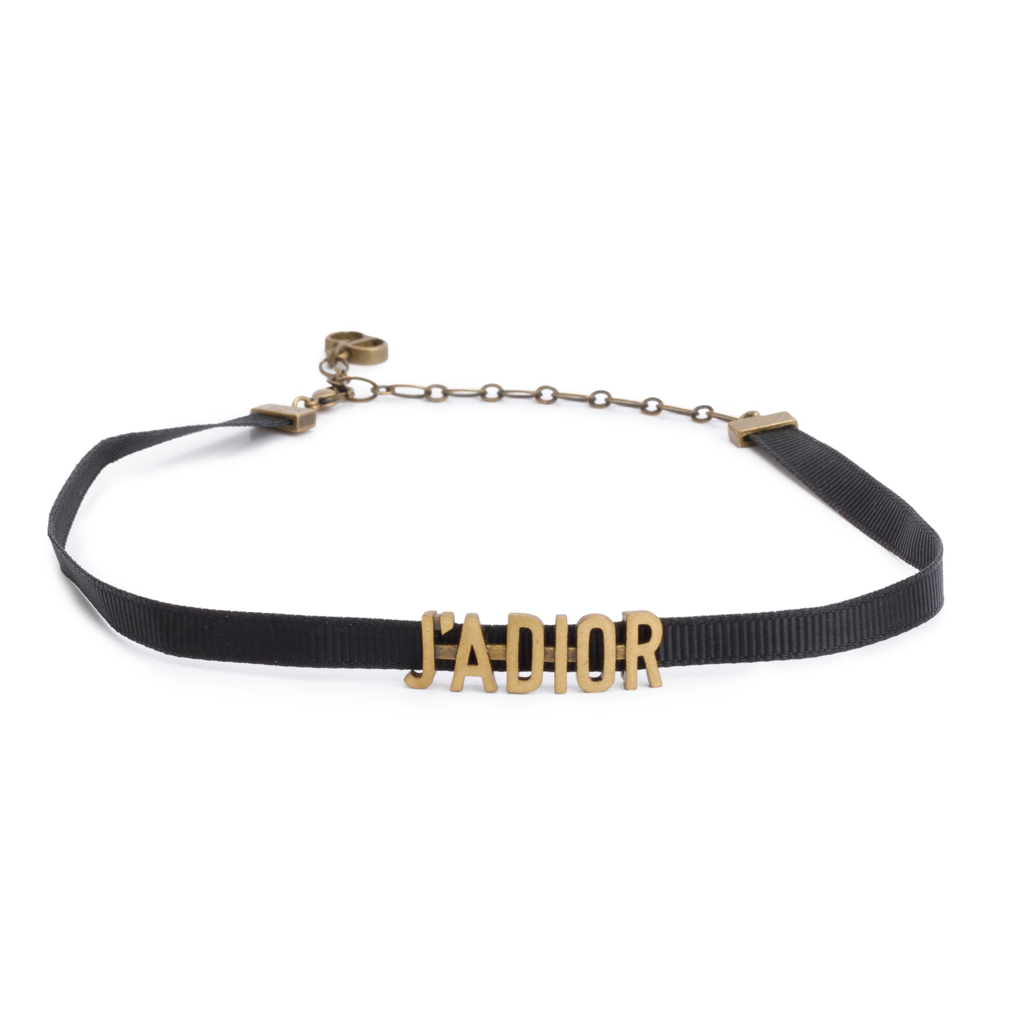 Christian Dior Gold Plated J'ADIOR Black Ribbon Choker Necklace
