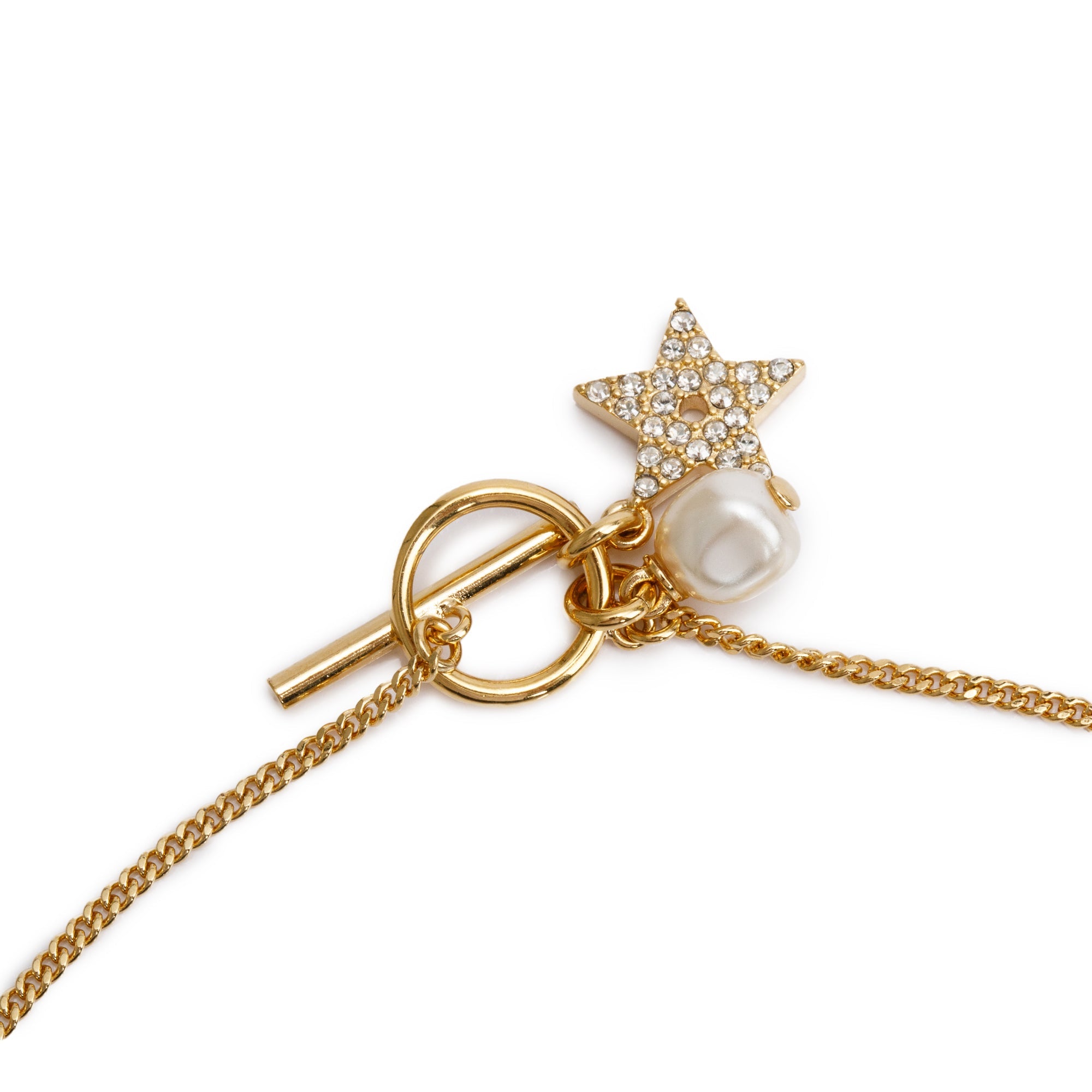 Christian Dior Gold-Plated Petit CD Faux Pearl Double Bracelet