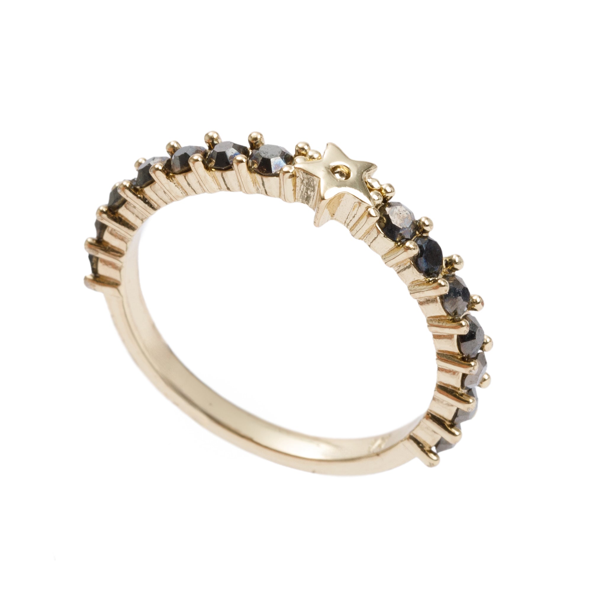 Christian Dior Gold Tone Metal Crystal Star Ring, M Size 7