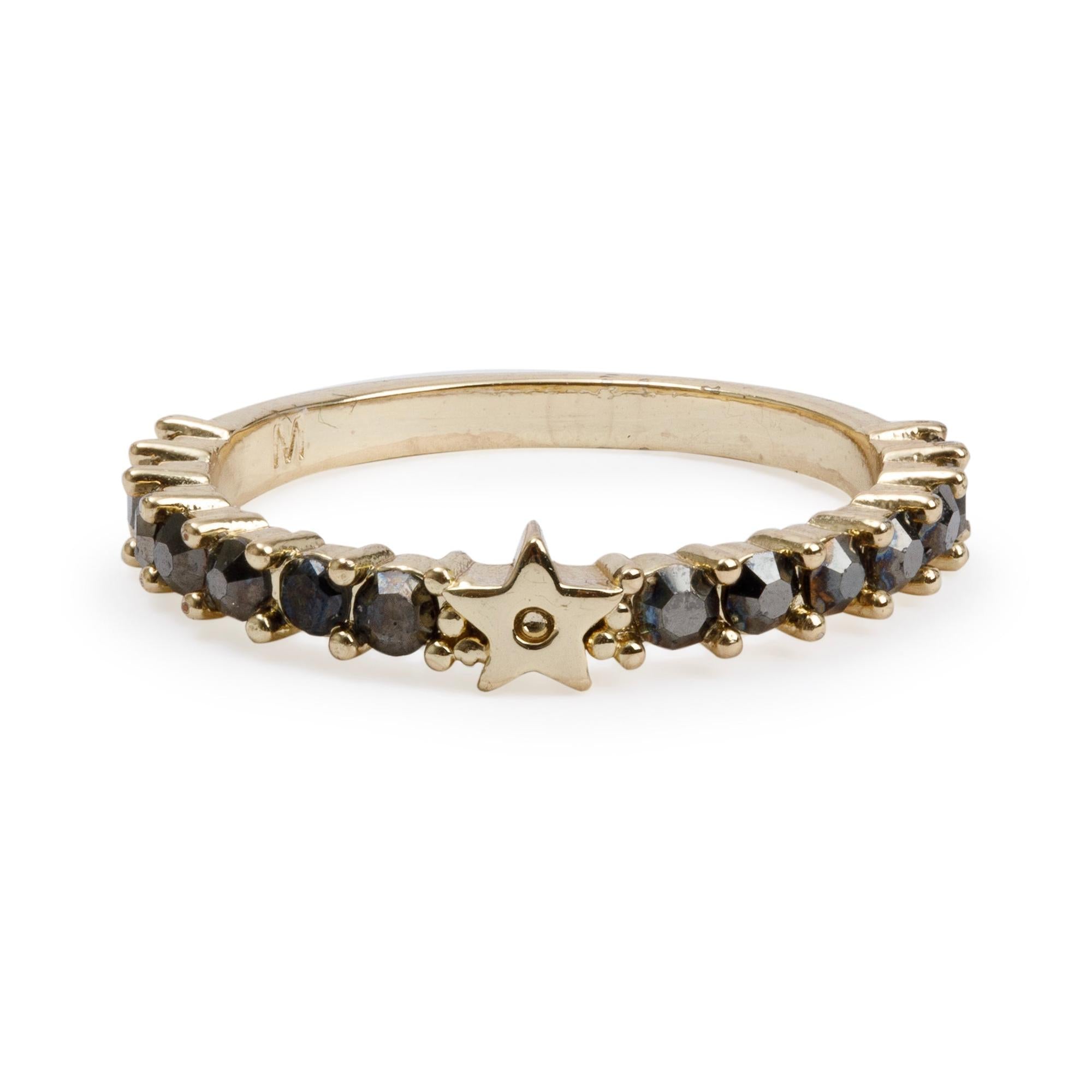 Christian Dior Gold Tone Metal Crystal Star Ring, M Size 7