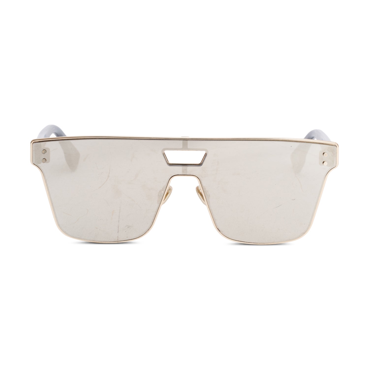 Christian Dior Gold Tone Metal Diorizon 1 Shield Mirror Sunglasses