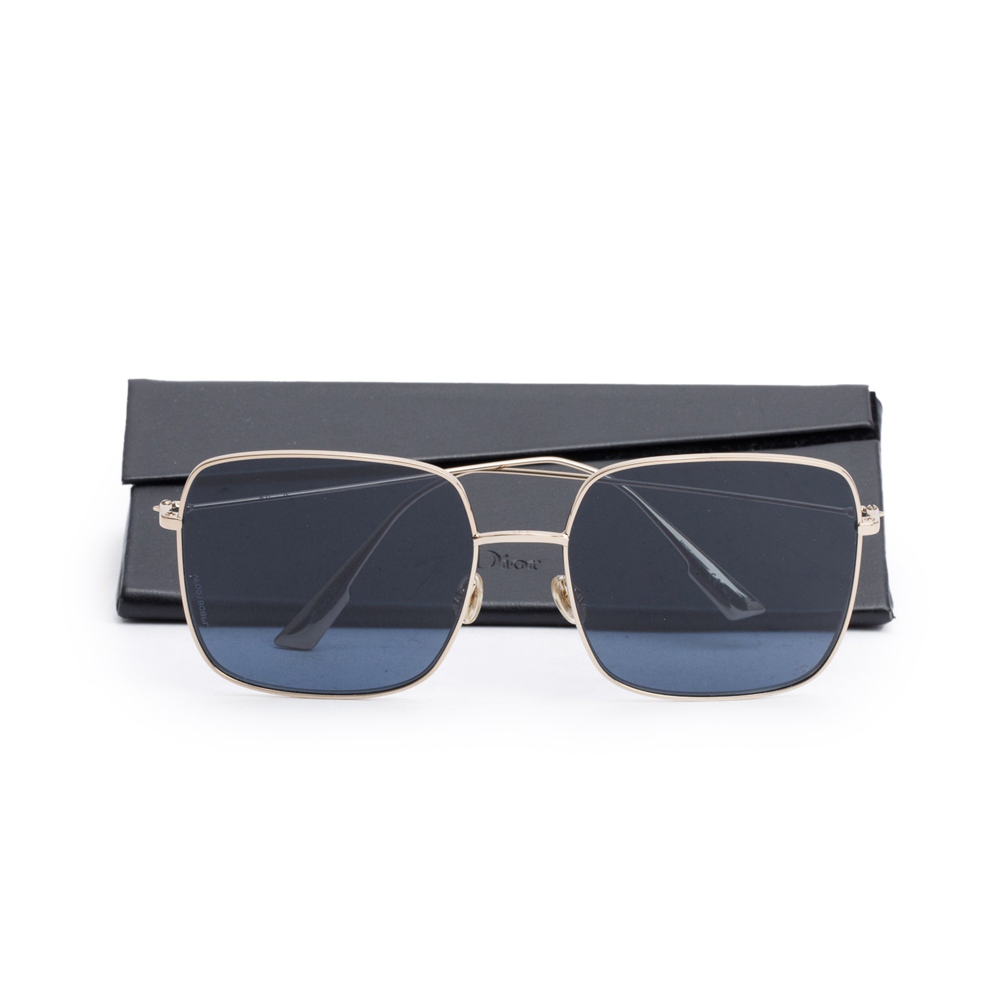 Christian Dior Gold-Tone Metal Stellaire 1 Square Sunglasses w/ Case