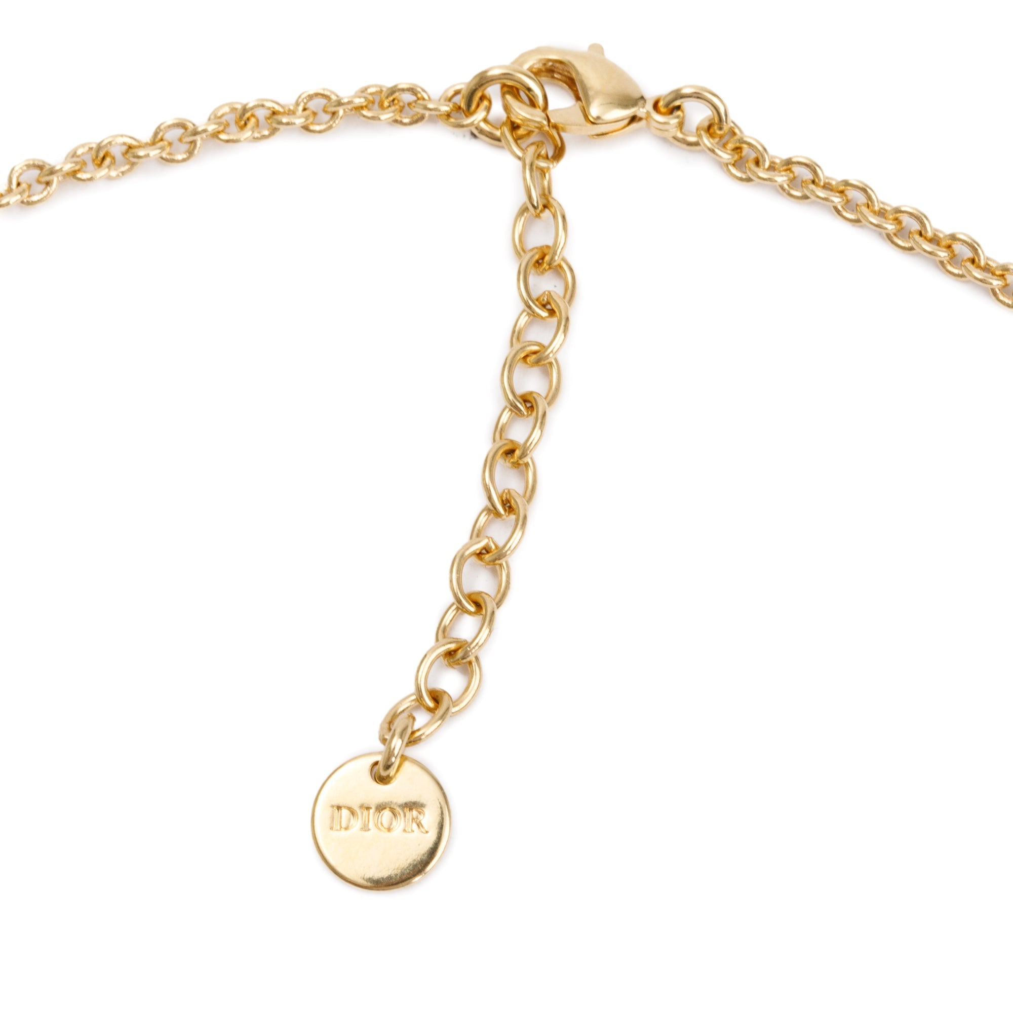 Christian Dior Gold-Tone Resin Pearl Petite CD Necklace