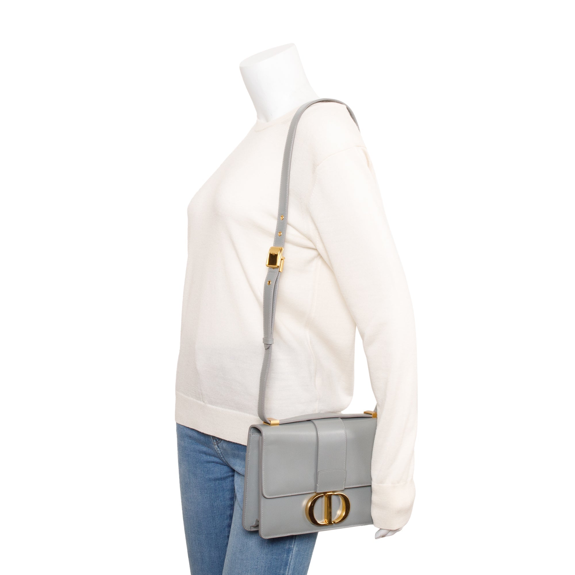 Christian Dior Grey Box Leather 30 Montaigne Bag