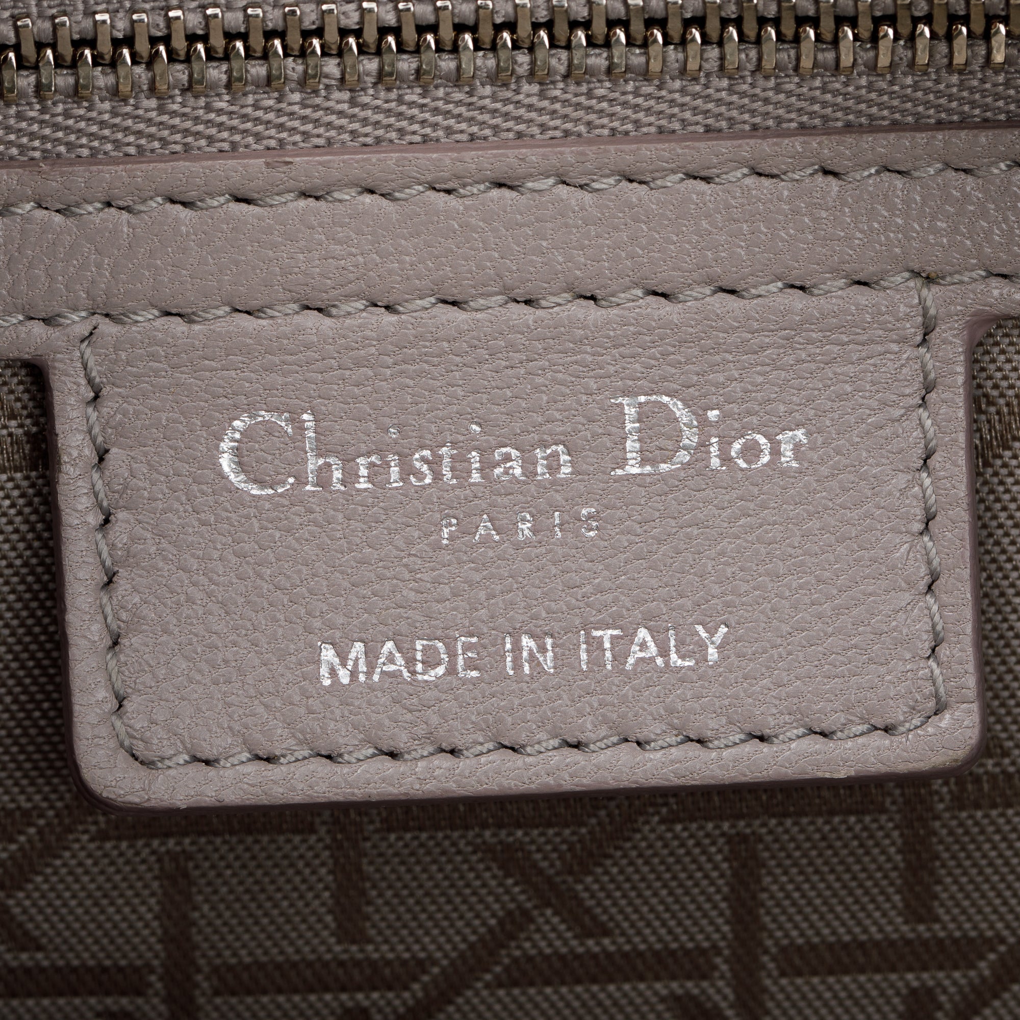 Christian Dior Grey Cannage Lambskin Leather Large Lady Dior Bag w/ Authenticity Card