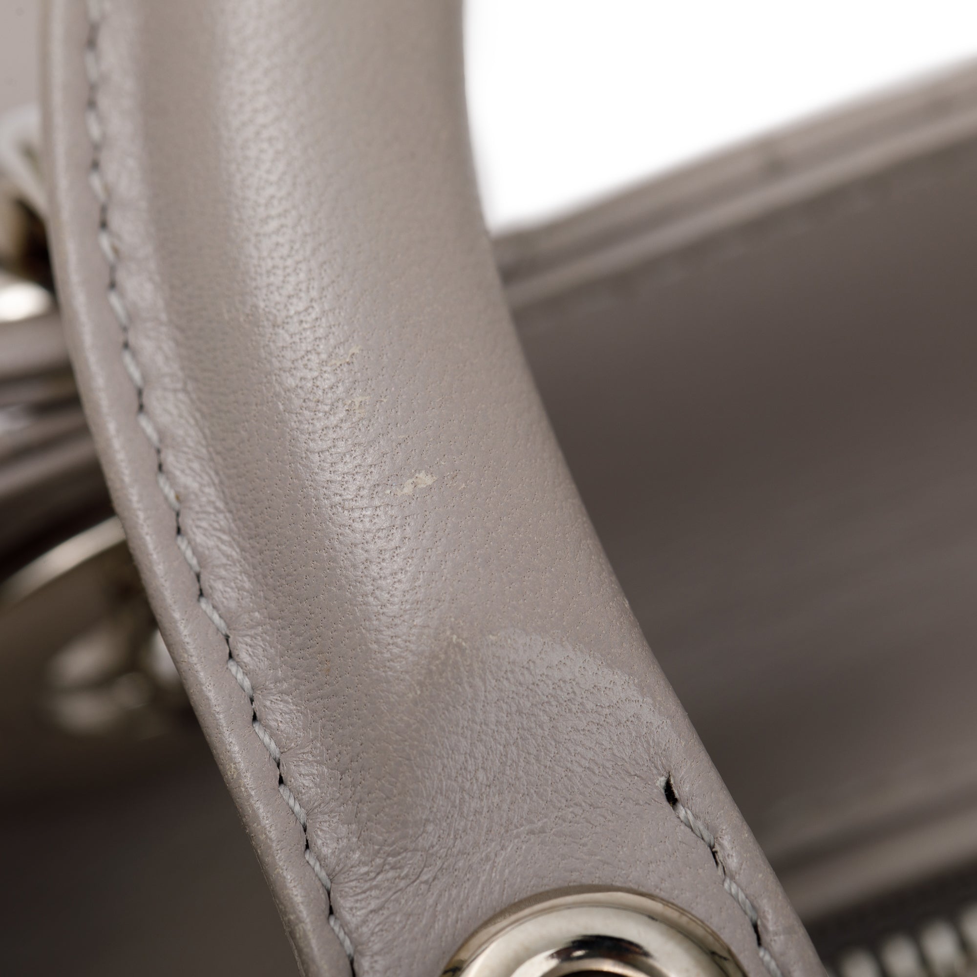 Christian Dior Grey Cannage Lambskin Leather Large Lady Dior Bag w/ Authenticity Card