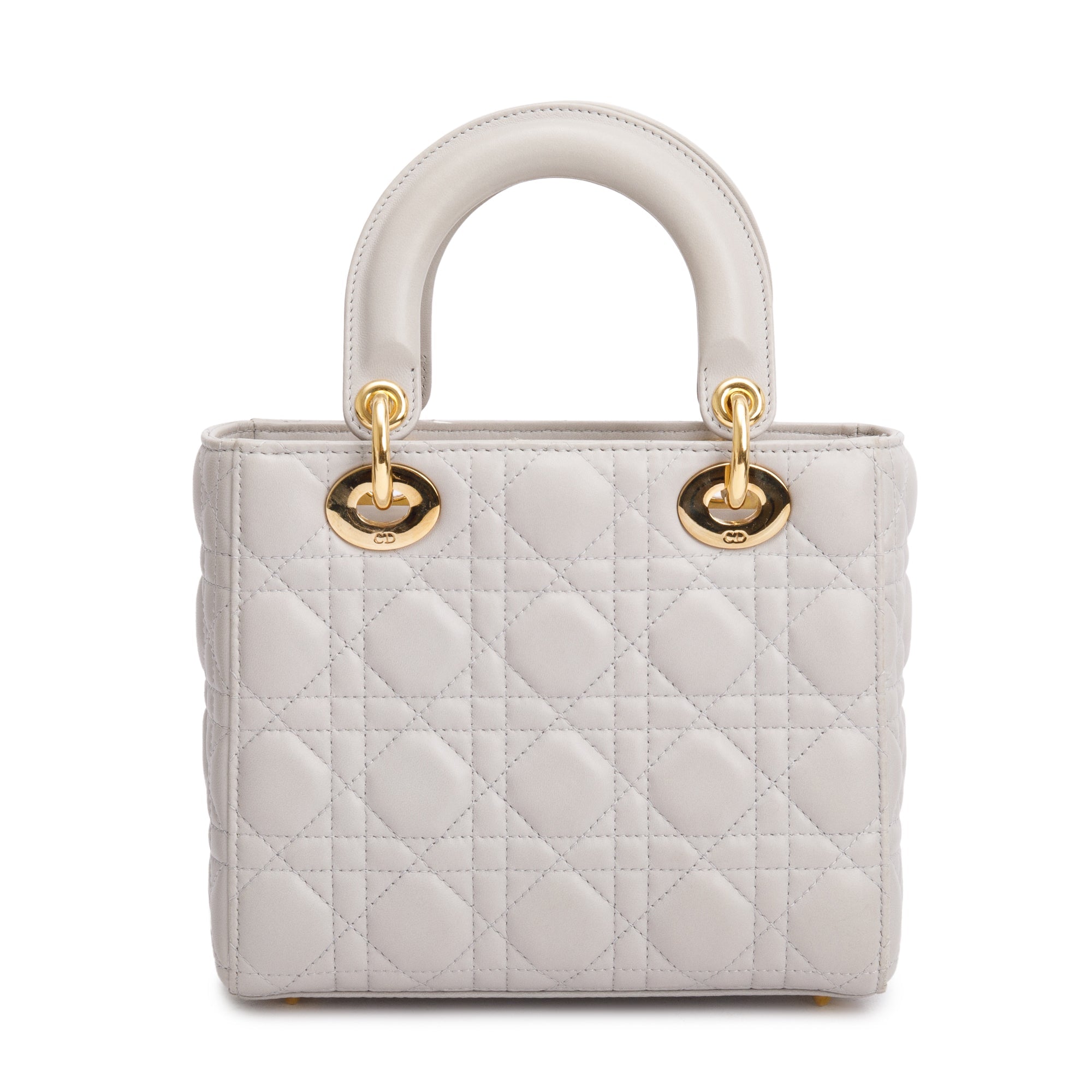 Christian Dior Grey Cannage Lambskin Leather Small Lady Dior Bag