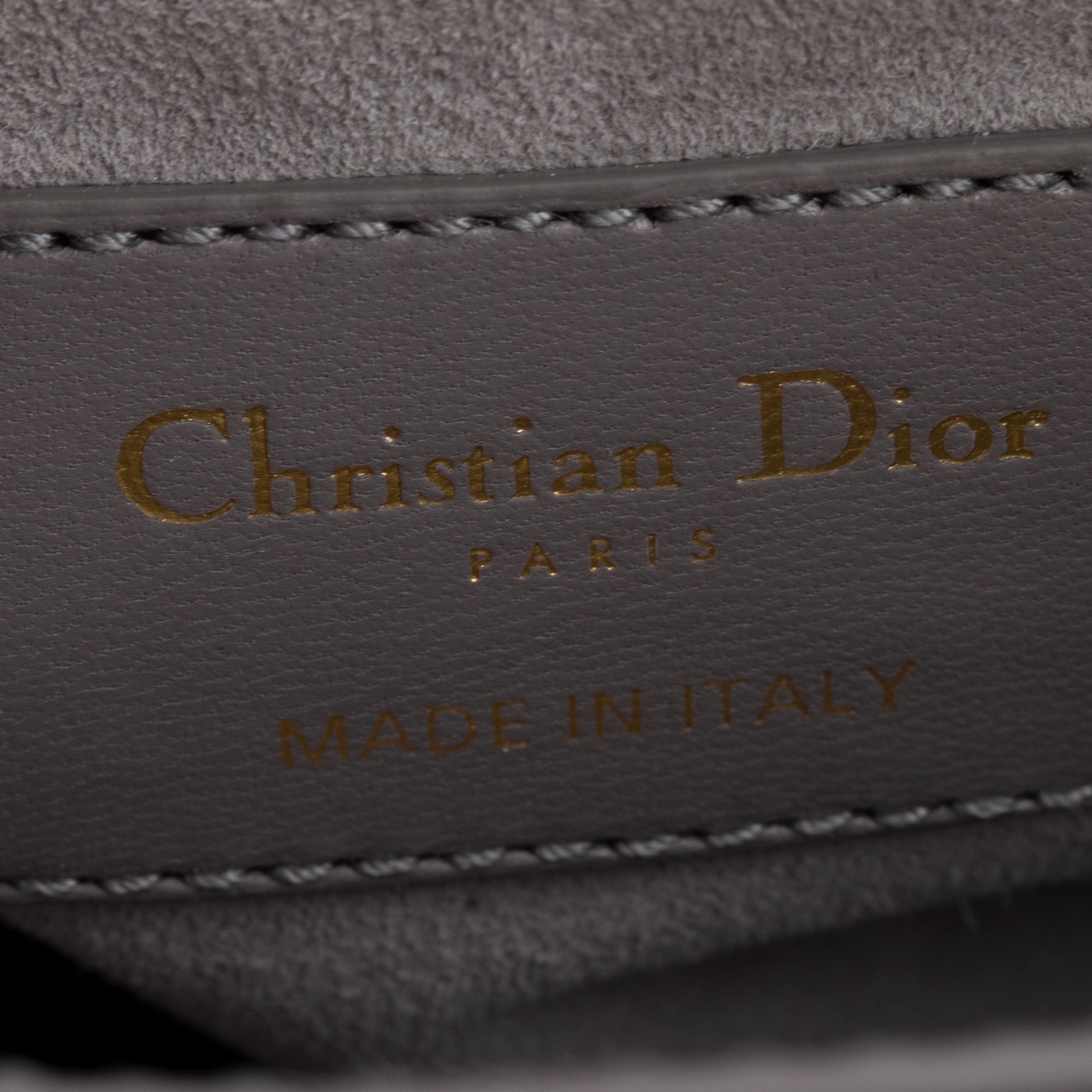 Christian Dior Grey Cannage Lambskin Leather Small Lady Dior Bag w/ Strap & Authenticity Card