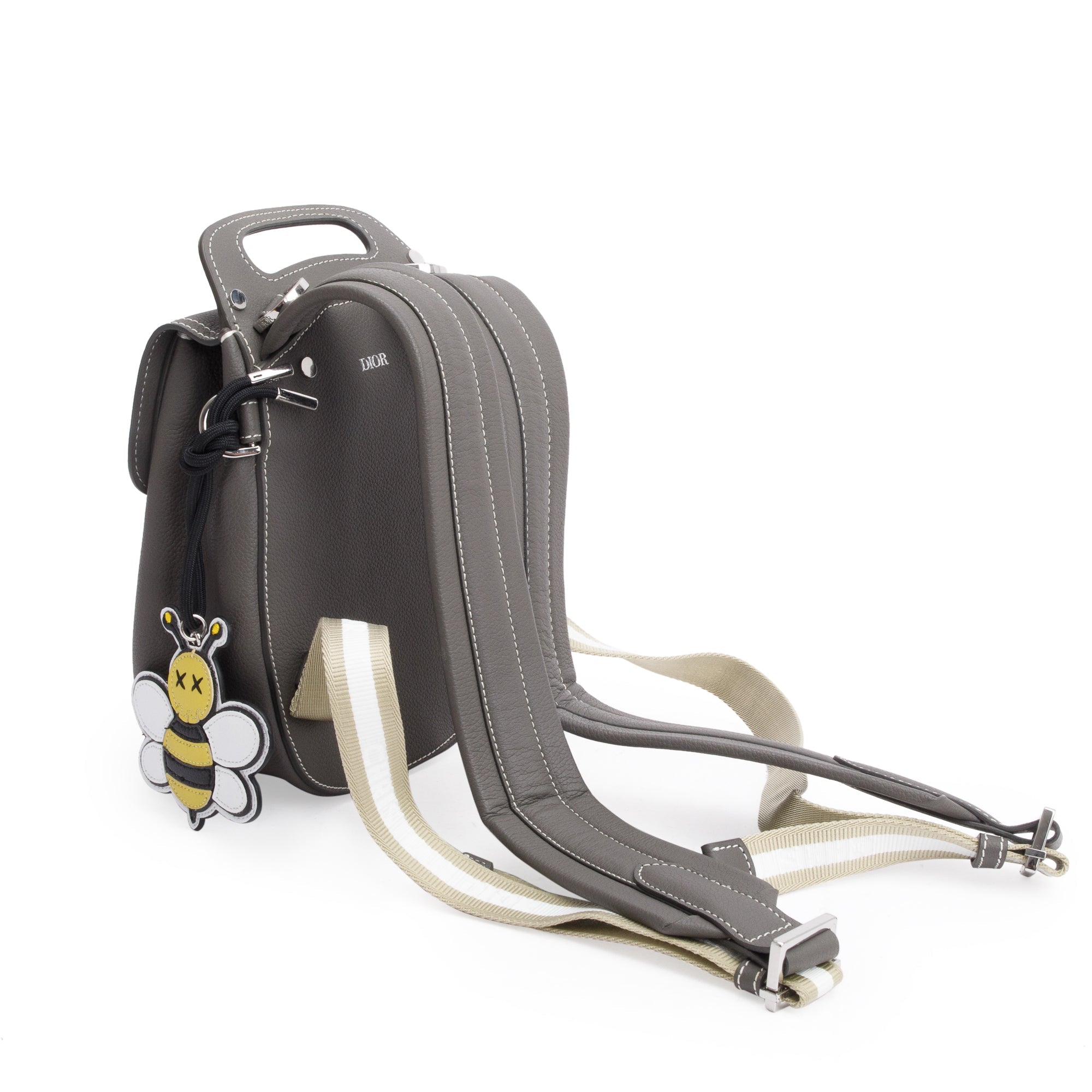 Christian Dior Grey Leather Mini Gallop Backpack w/ Box