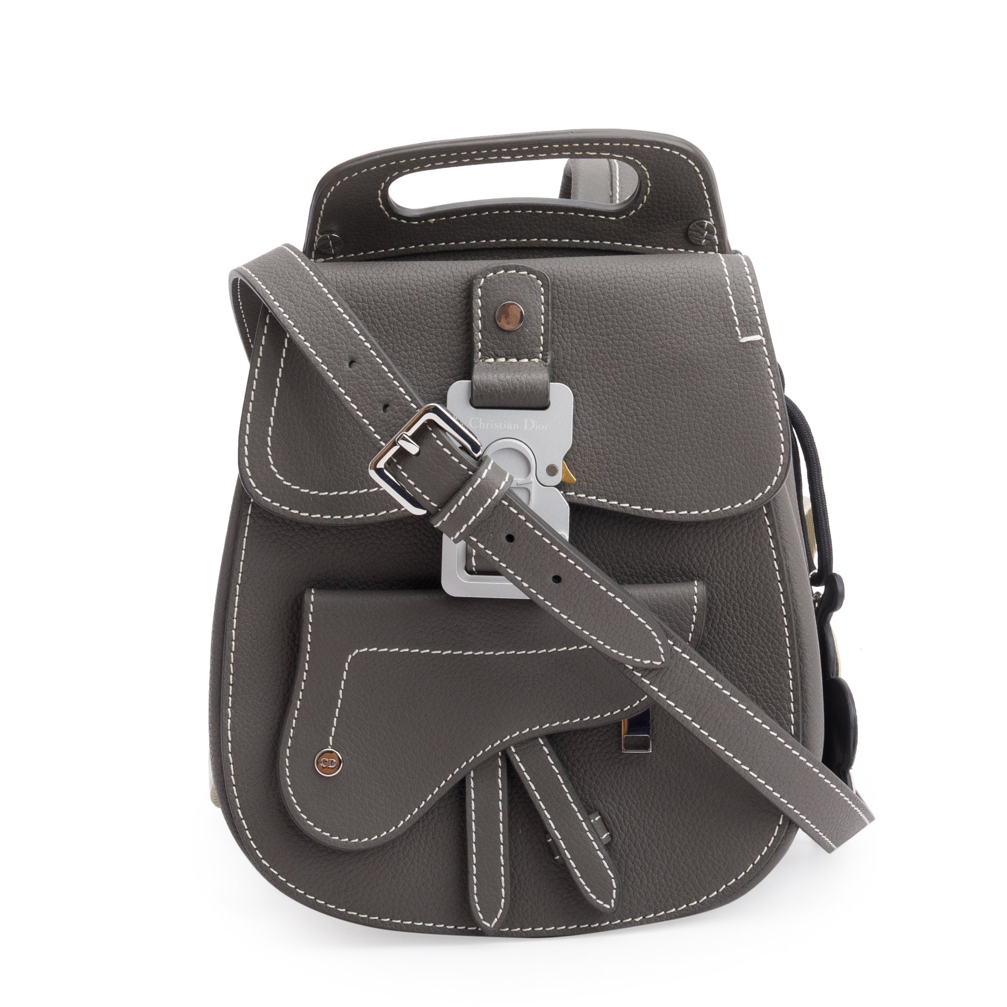 Christian Dior Grey Leather Mini Gallop Backpack w/ Box