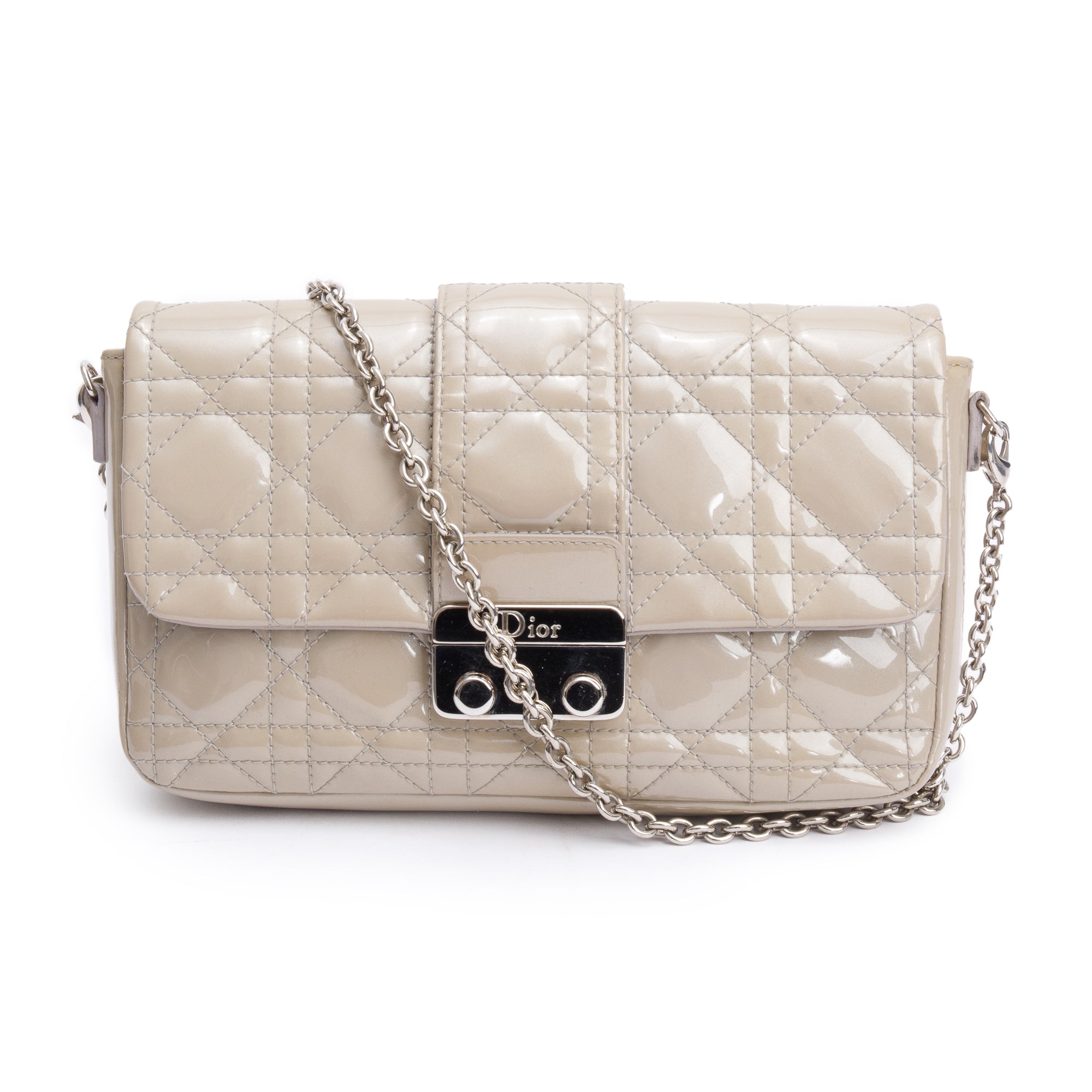 Christian Dior Grey Patent Cannage Miss Dior Promenade Pouch