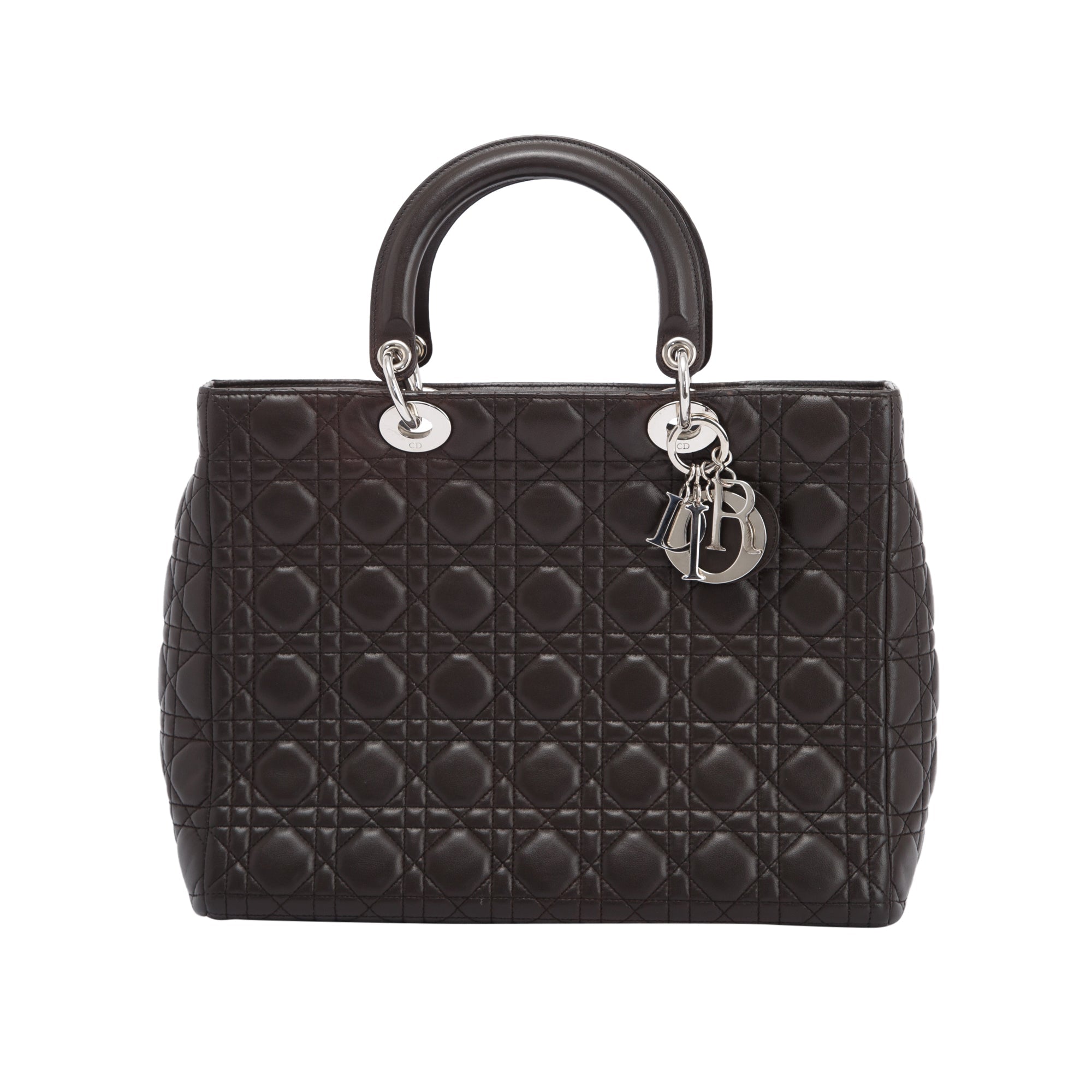 Christian Dior Large Leather Lady Dior Bag w/ Strap