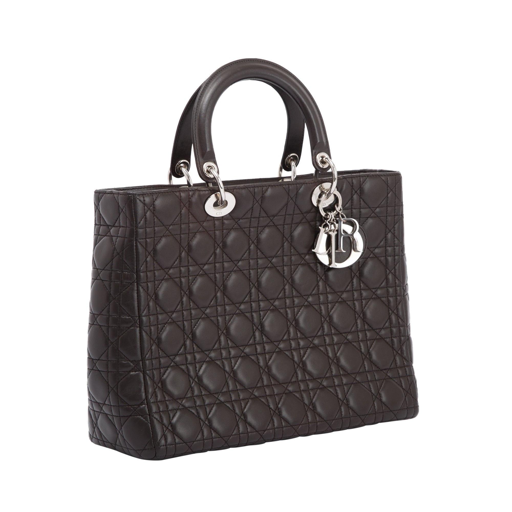 Christian Dior Large Leather Lady Dior Bag w/ Strap