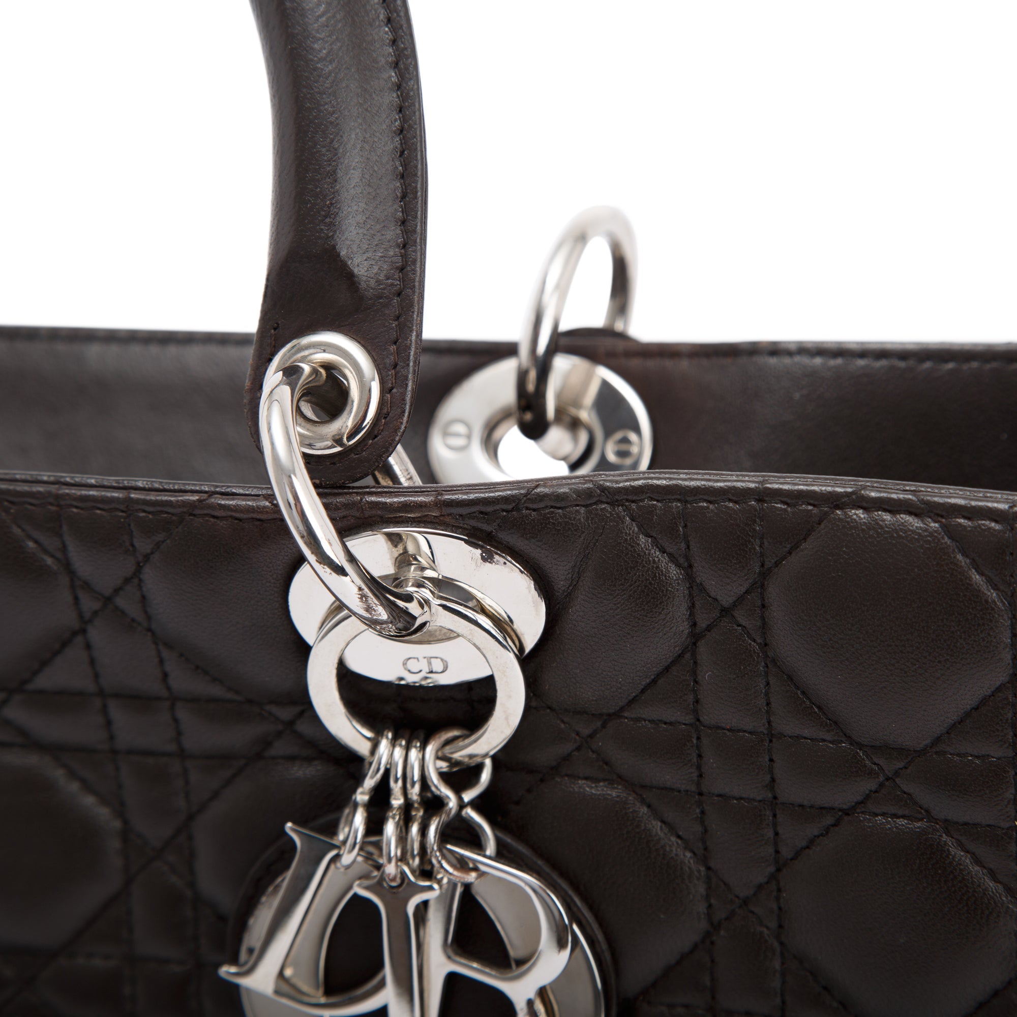 Christian Dior Large Leather Lady Dior Bag w/ Strap