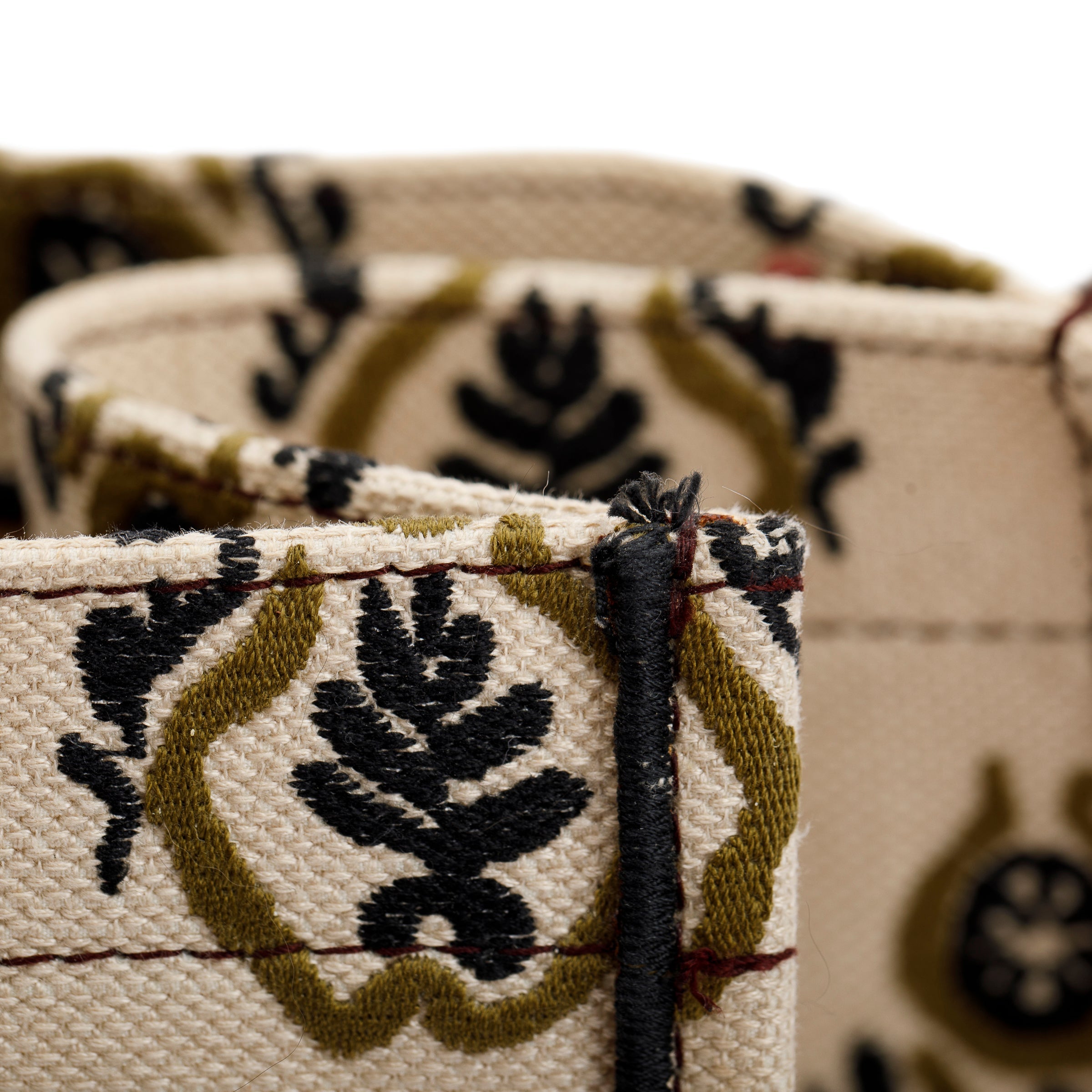 Christian Dior Large Multicolor Embroidered Geometric Canvas Book Tote w/ Box