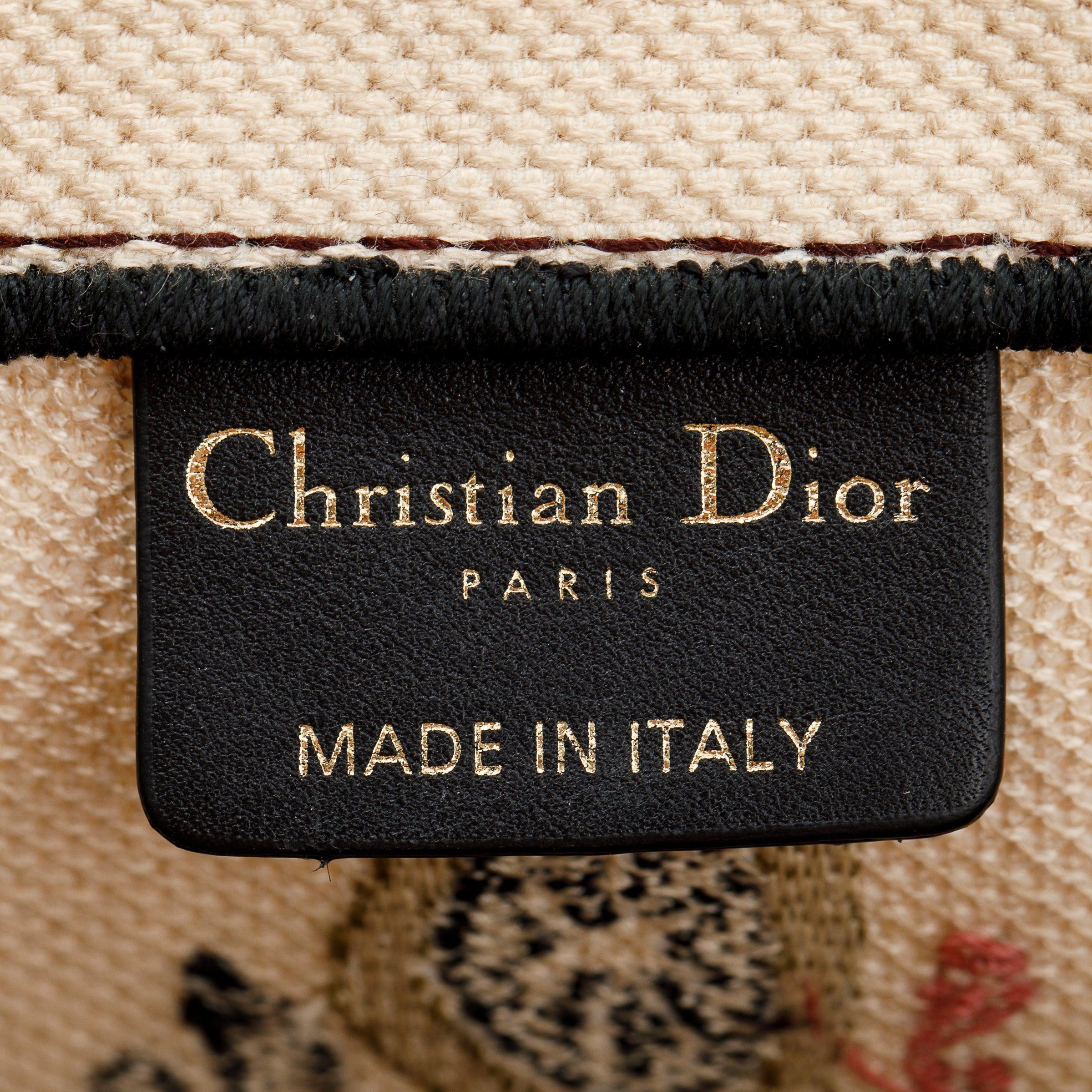 Christian Dior Large Multicolor Embroidered Geometric Canvas Book Tote w/ Box