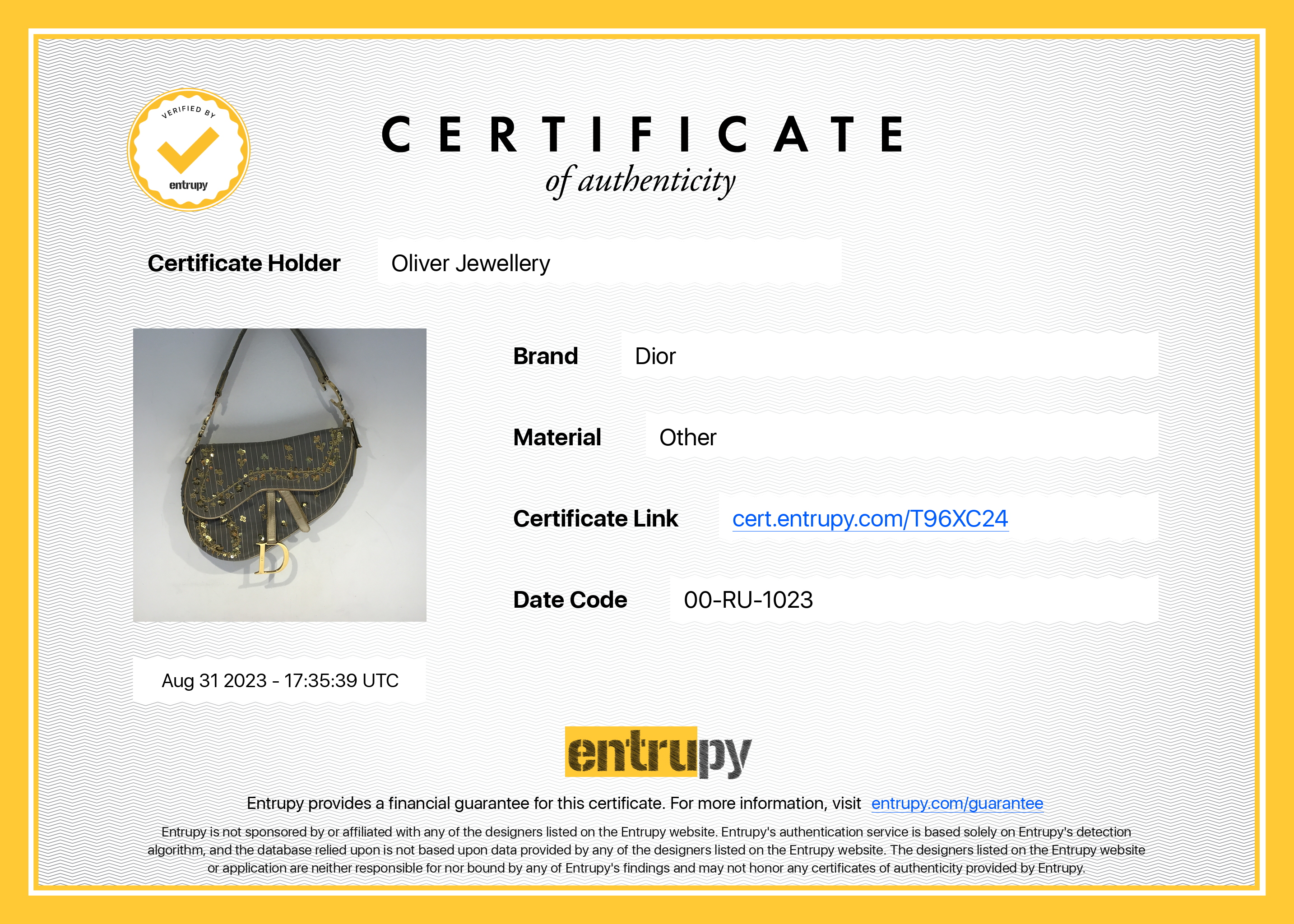 Christian Dior Limited Edition Grey Canvas Sequin-Embellished Saddle Bag