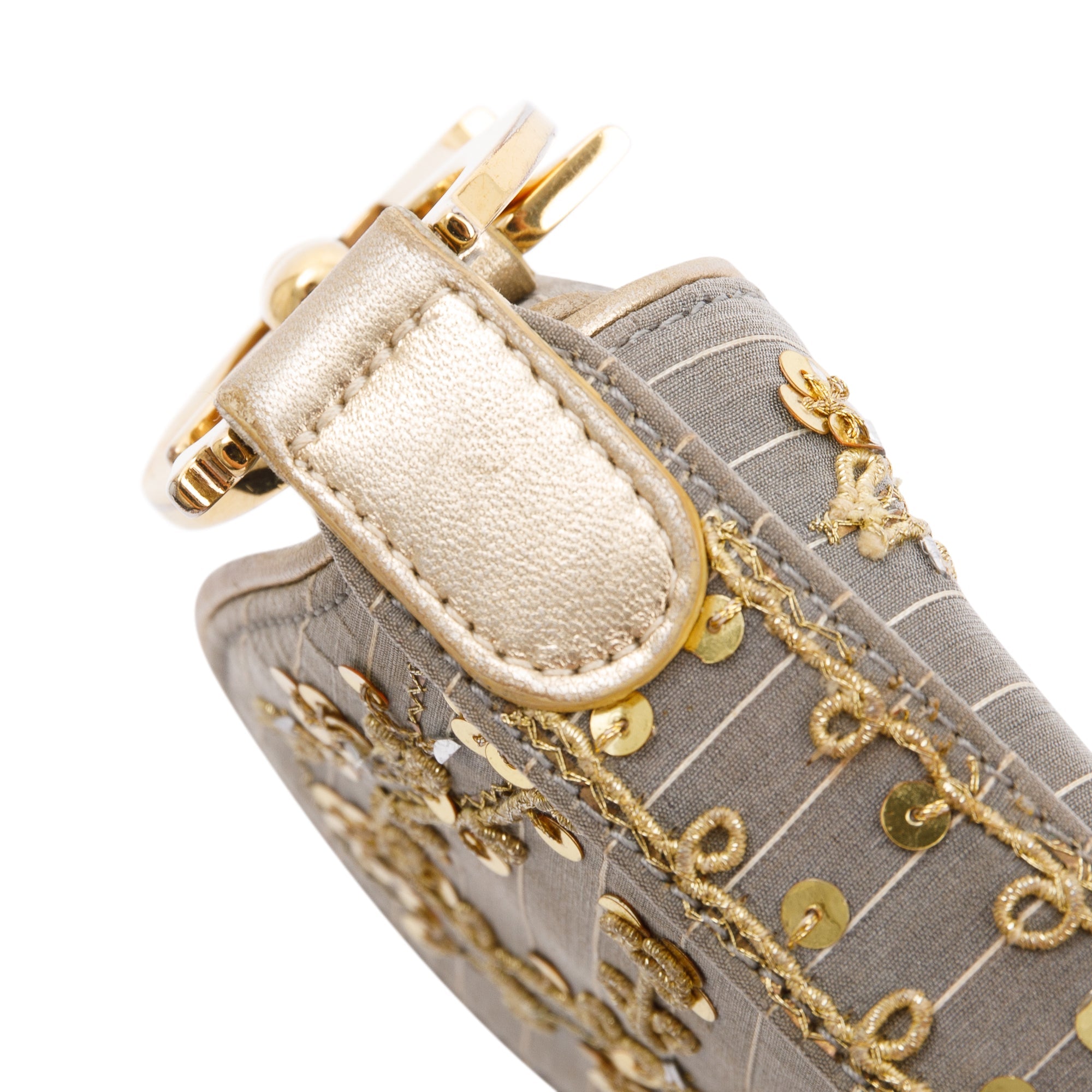 Christian Dior Limited Edition Grey Canvas Sequin-Embellished Saddle Bag