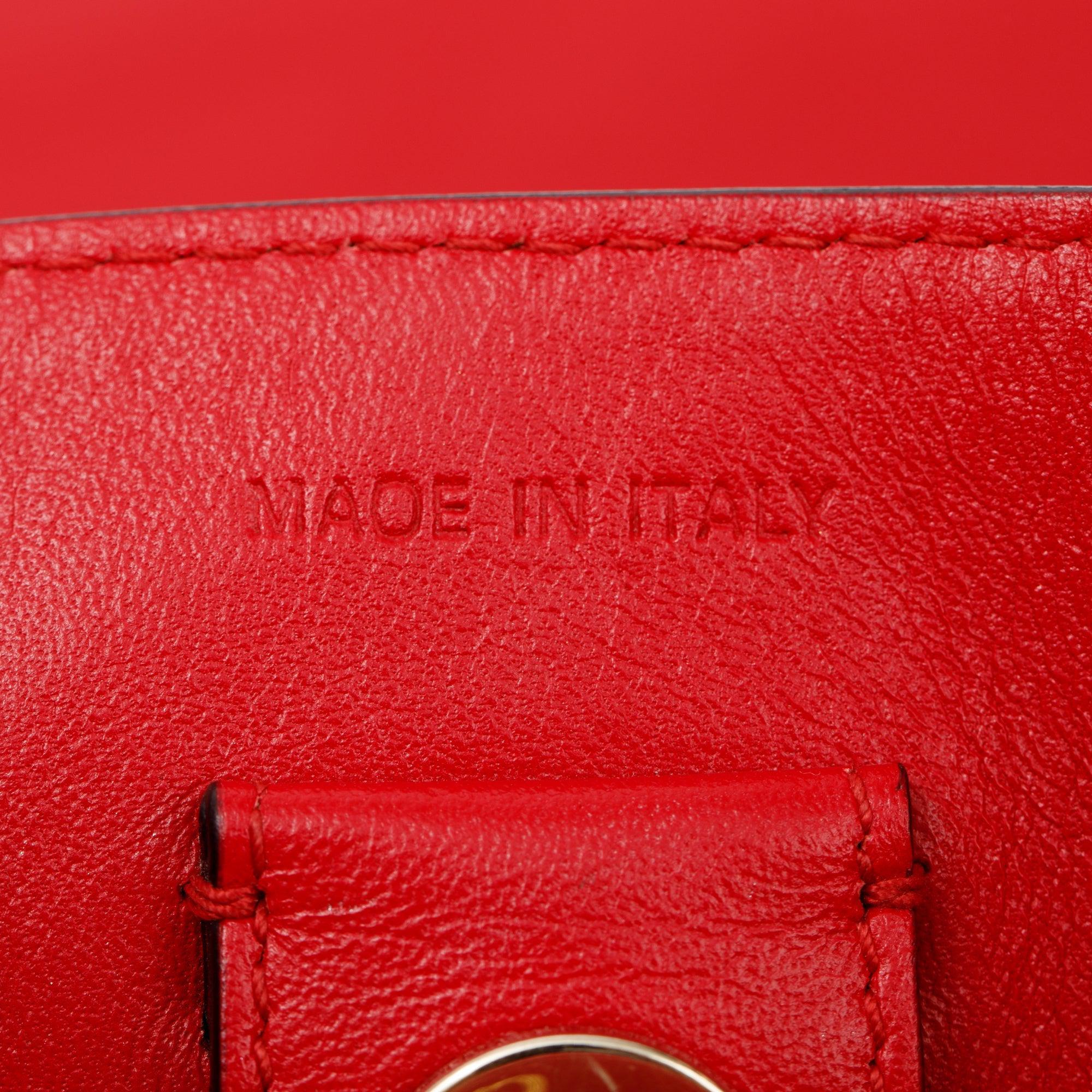 Christian Dior Medium Red Python Trimmed Calfskin Leather Diorissimo Tote w/ Strap & Pouch