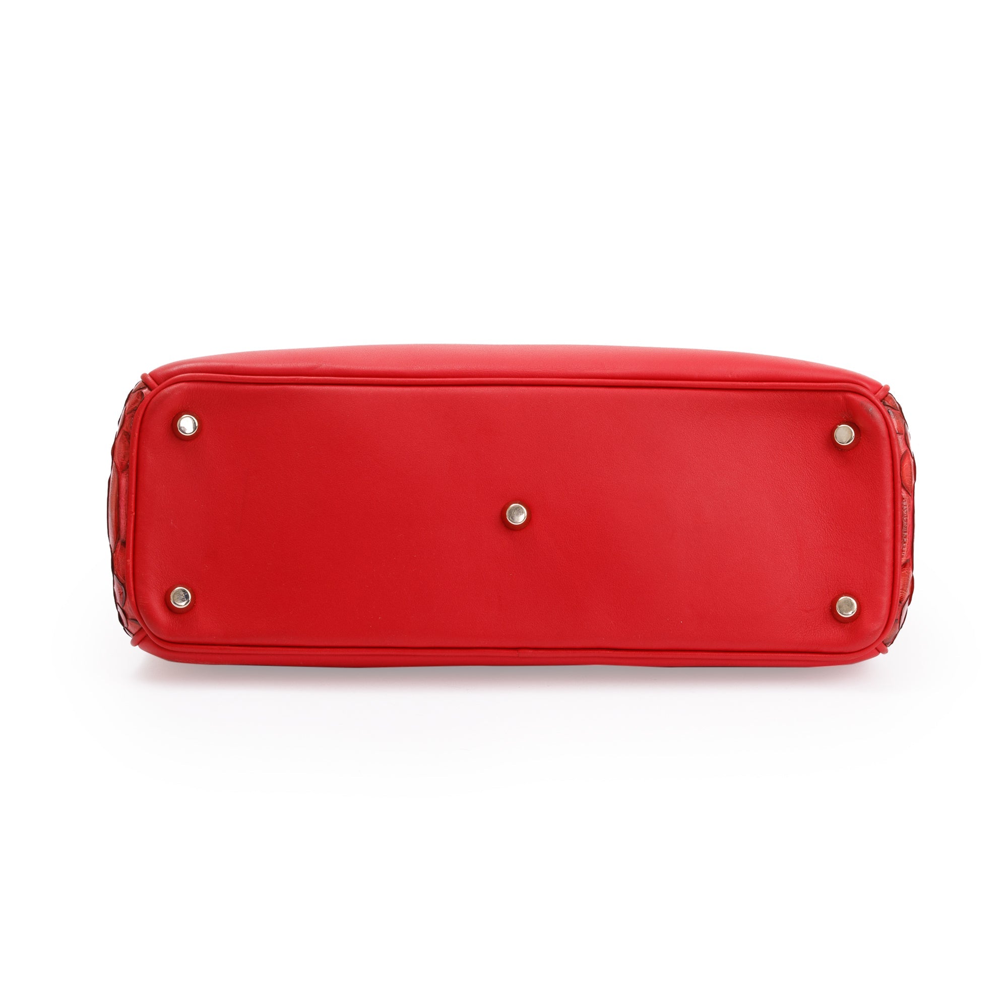 Christian Dior Medium Red Python Trimmed Calfskin Leather Diorissimo Tote w/ Strap & Pouch