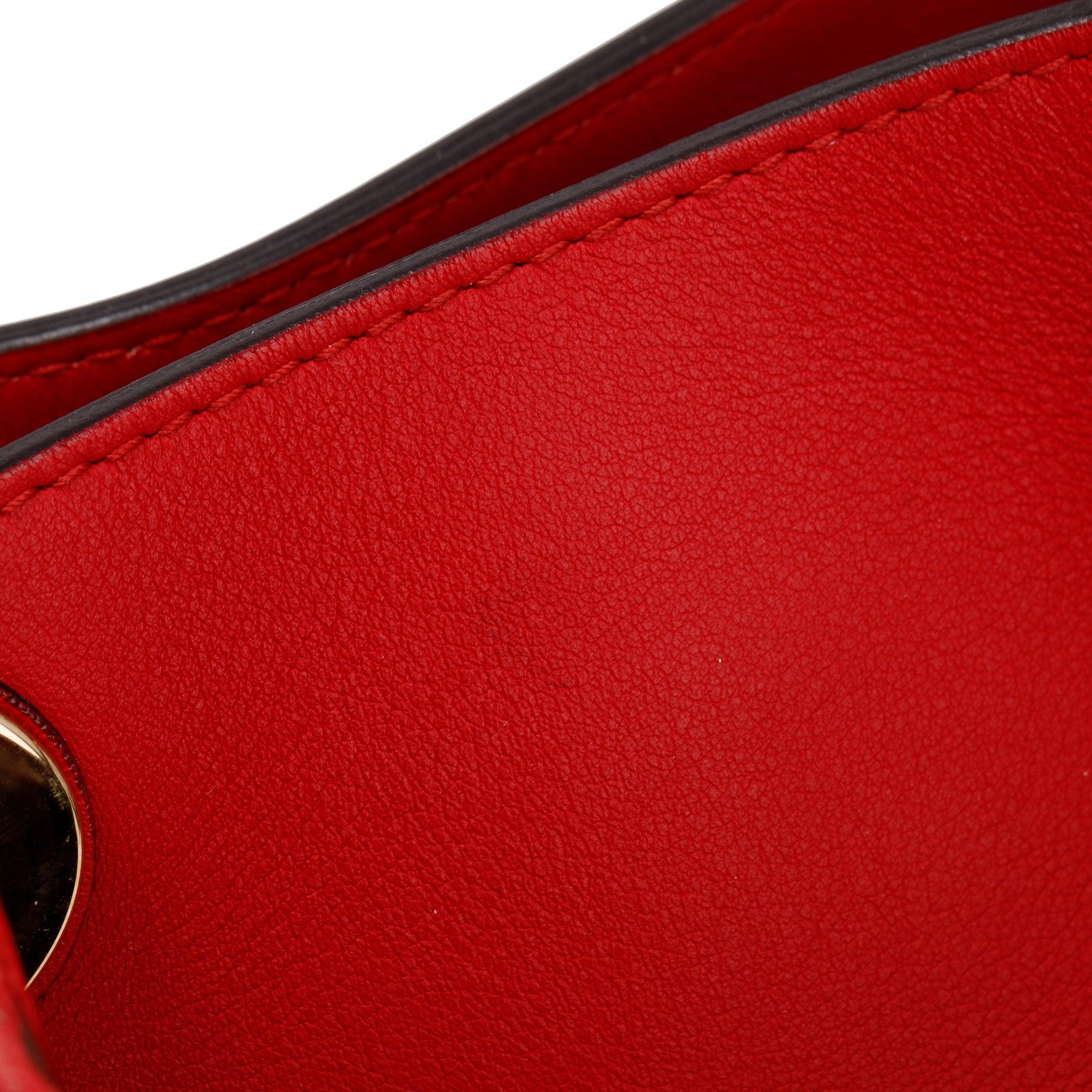 Christian Dior Medium Red Python Trimmed Calfskin Leather Diorissimo Tote w/ Strap & Pouch