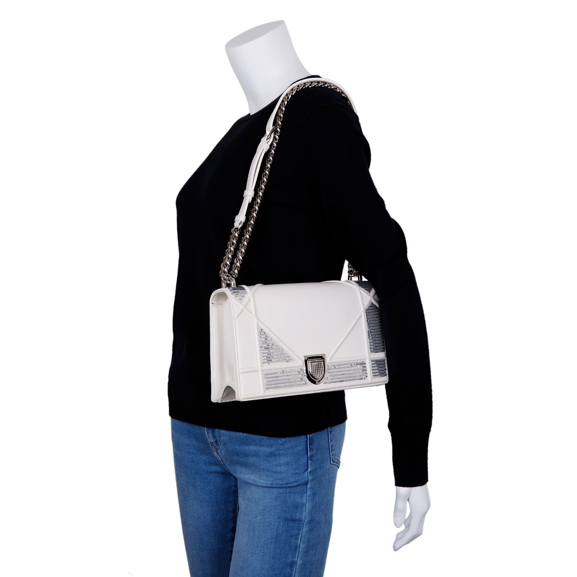 Christian Dior Medium Sequin Diorama Shoulder Bag w/ Authenticity Card