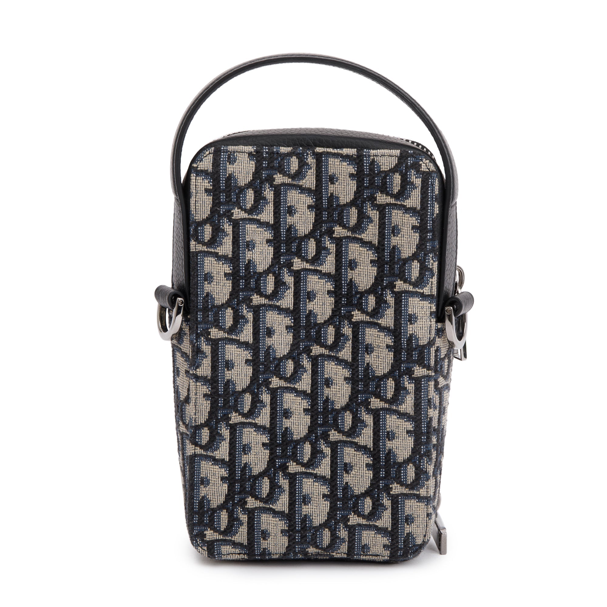 Christian Dior Men 2022 Beige & Black Oblique Jacquard Micro Rider Crossbody Pouch w/ Box & Receipt