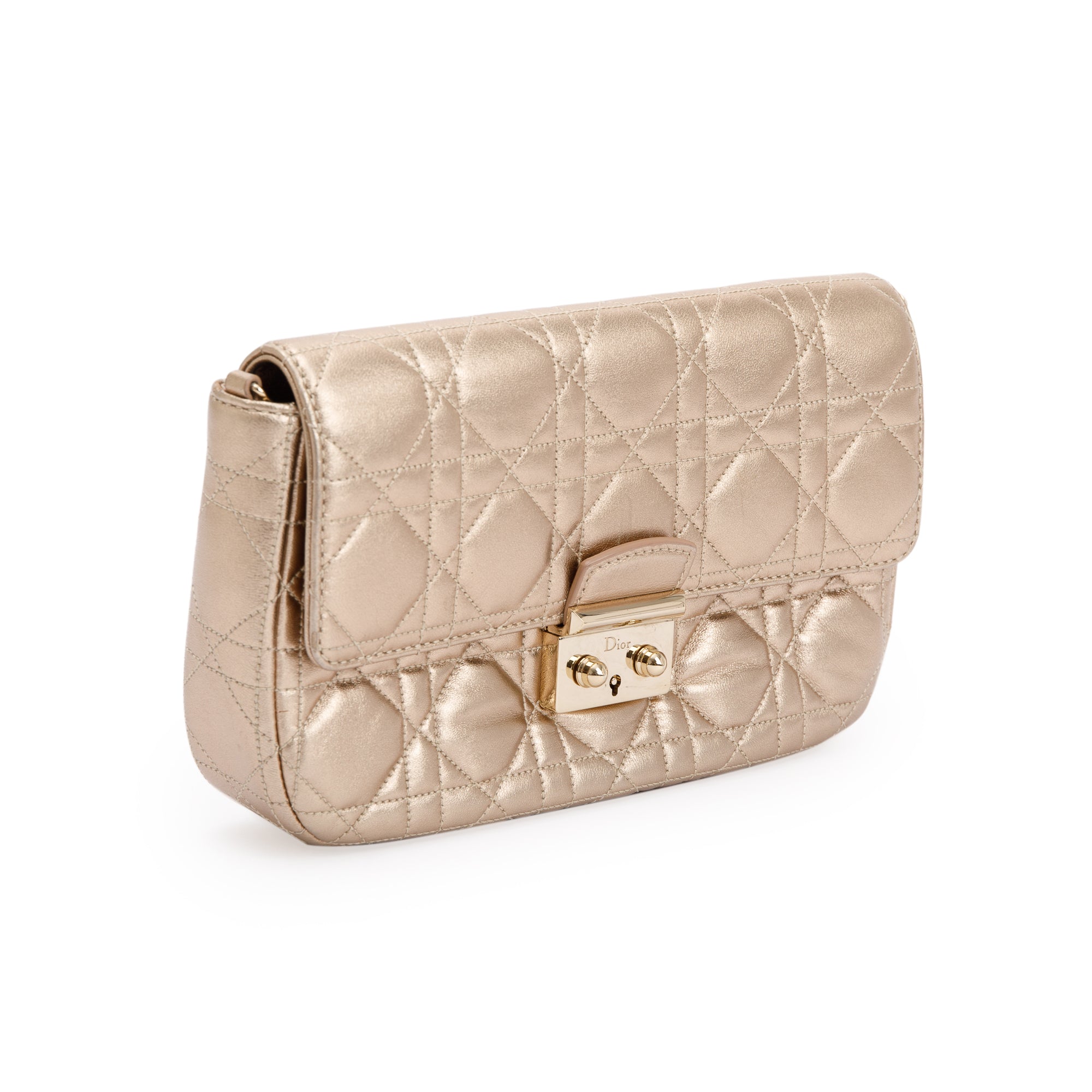 Christian Dior Metallic Gold Miss Dior Promenade Wallet on Chain