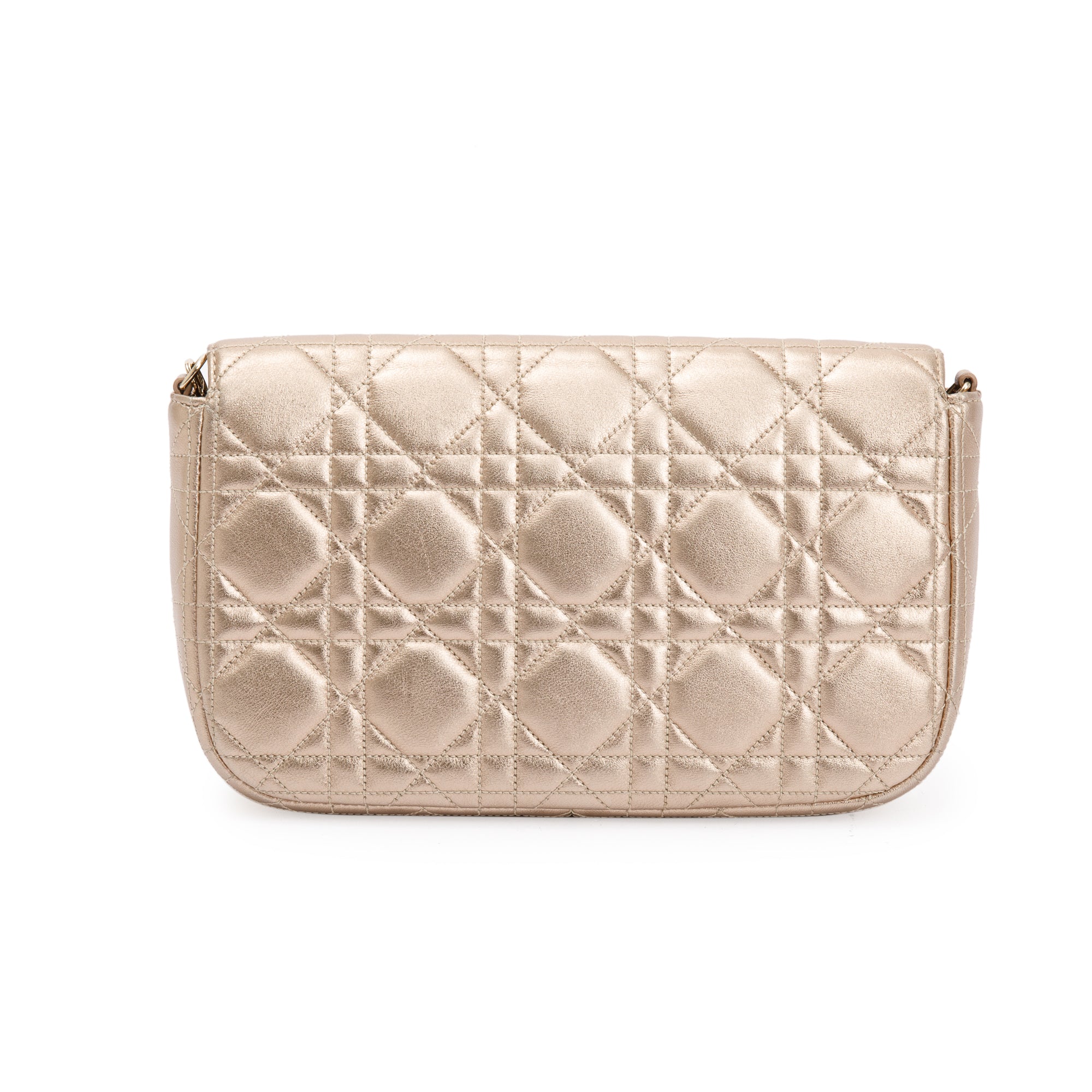 Christian Dior Metallic Gold Miss Dior Promenade Wallet on Chain