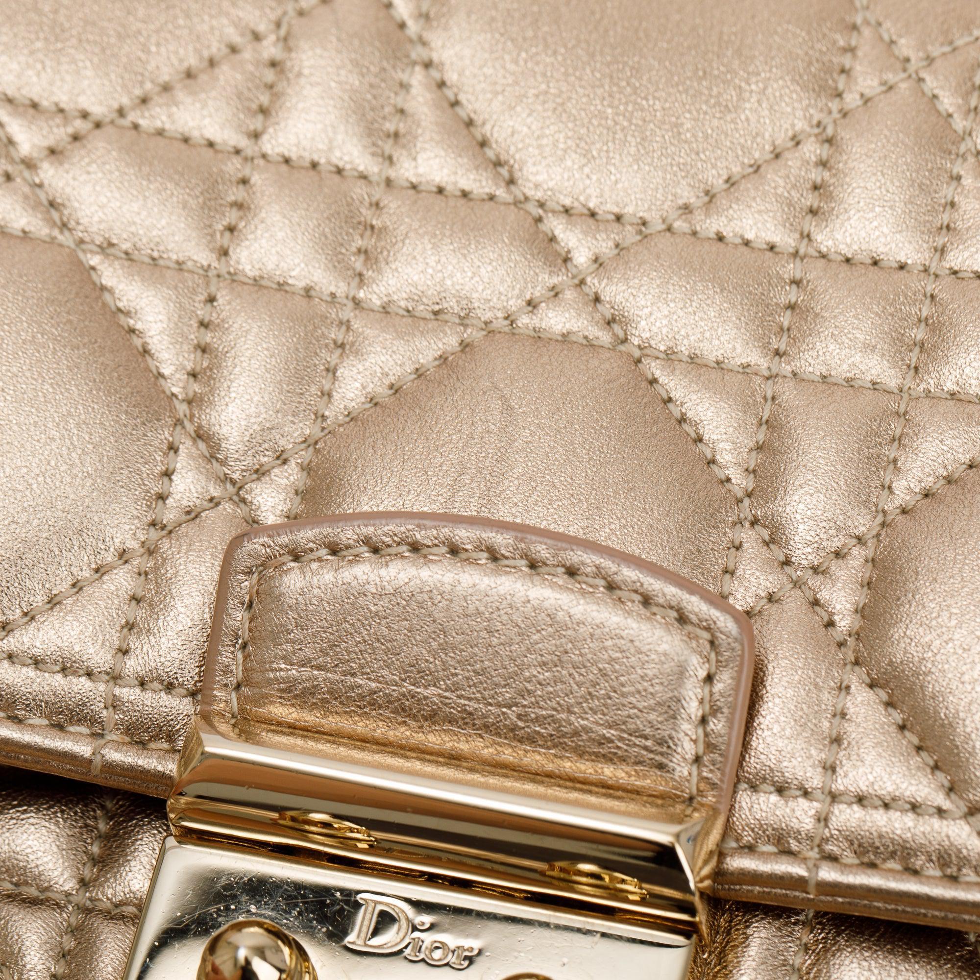 Christian Dior Metallic Gold Miss Dior Promenade Wallet on Chain