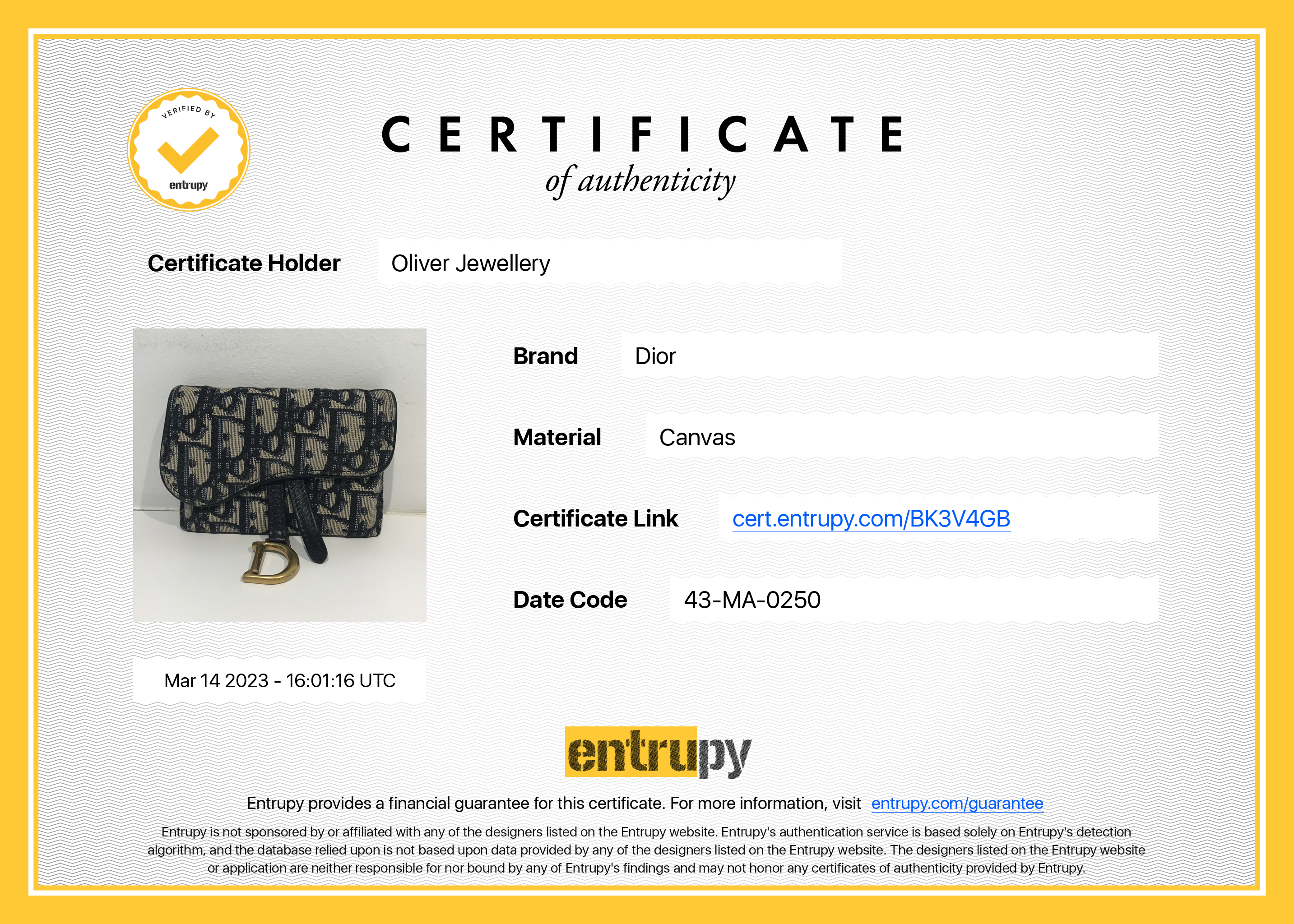 Christian Dior Nano Saddle Chain Pouch