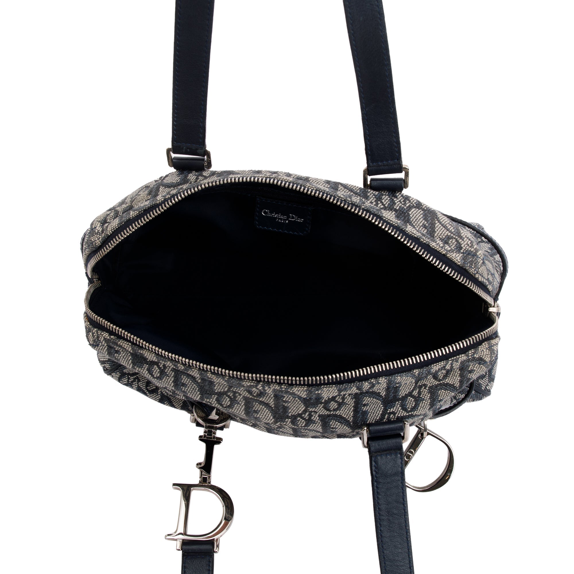 Christian Dior Navy Diorissimo Logo Charms Boston Bag