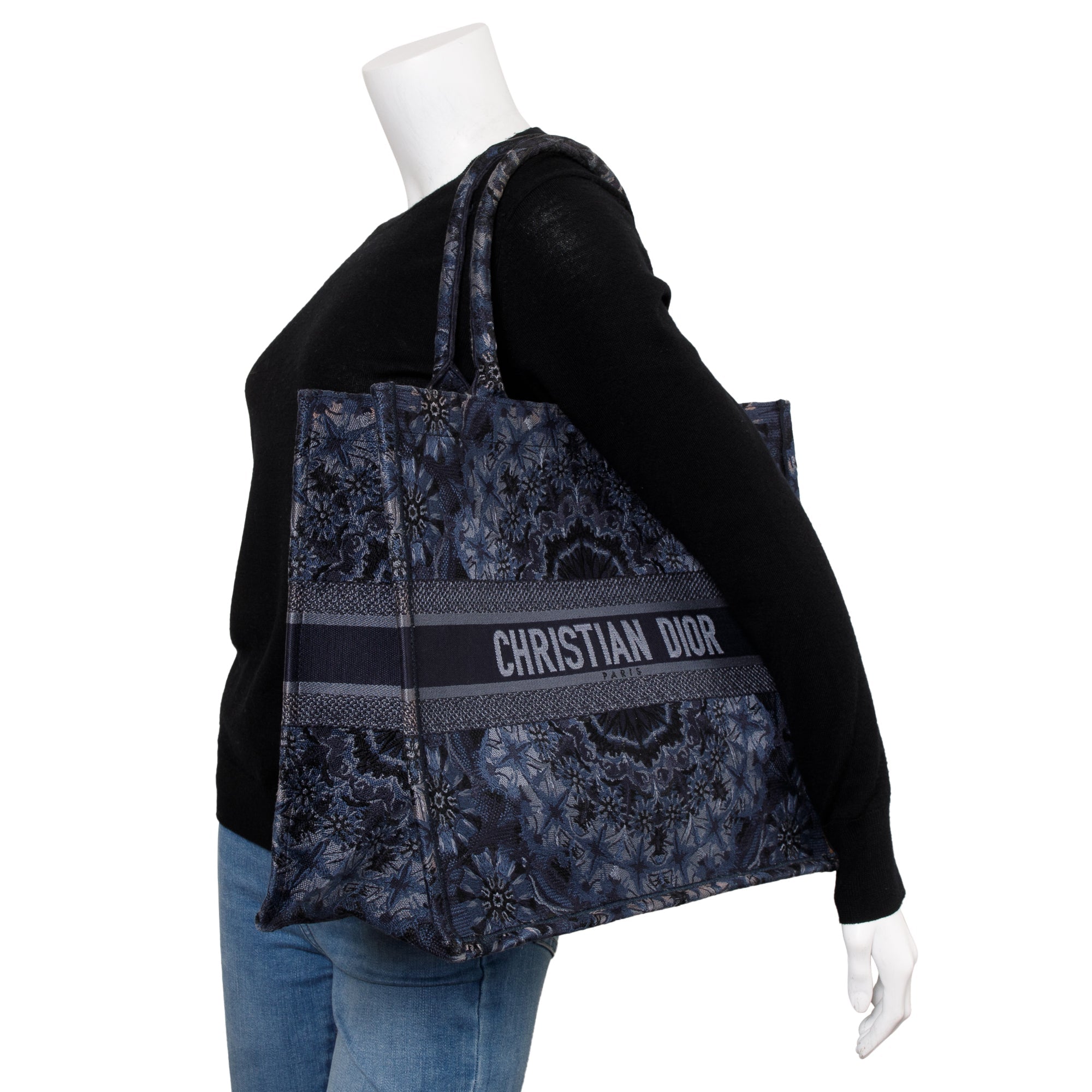 Christian Dior Navy KaleiDiorscopic Embroidery Large Book Tote w/ Authenticity Card