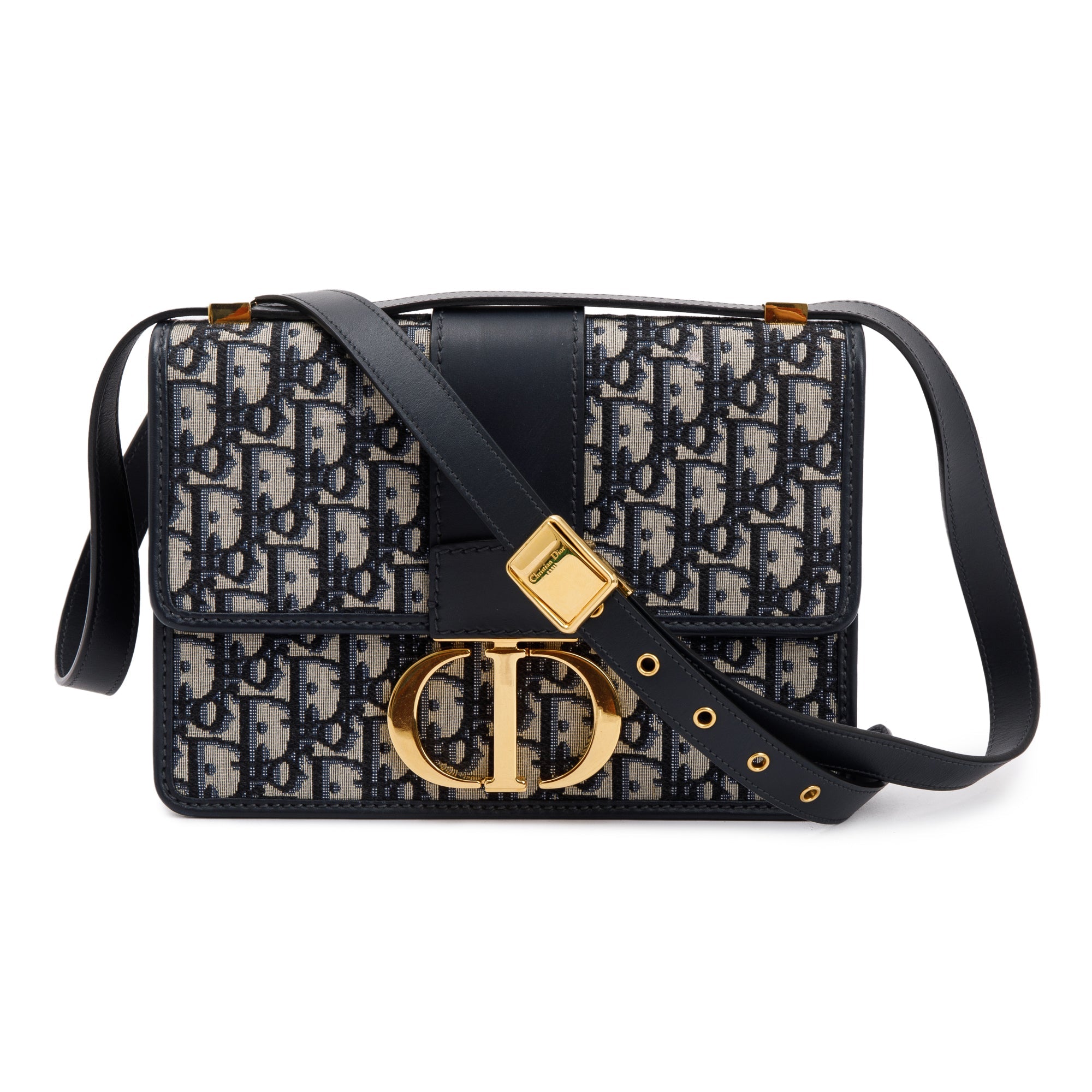 Christian Dior Navy Oblique 30 Montaigne Bag w/ Box & Authenticity