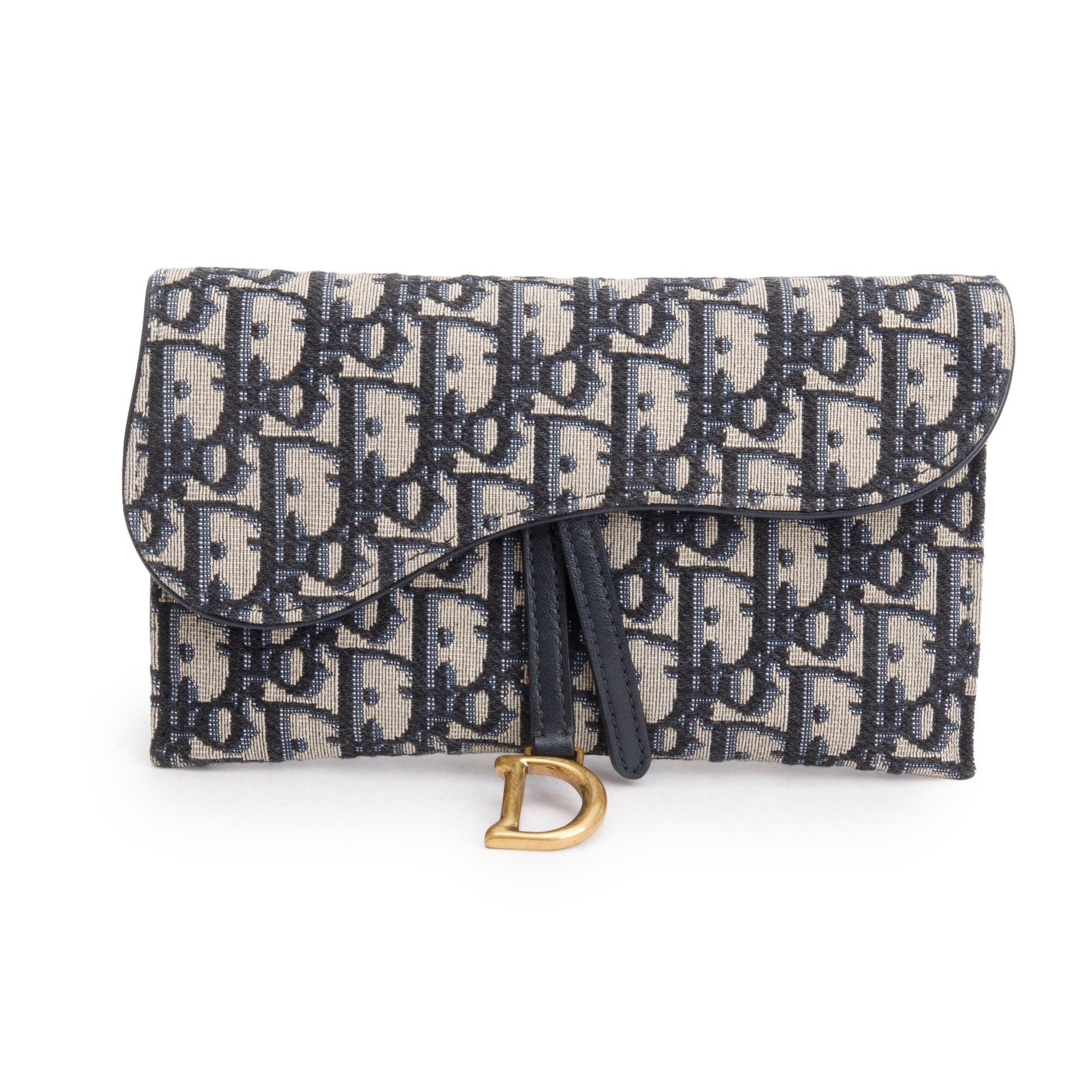Christian Dior Oblique Long Saddle Wallet on Chain w/ Box & Insert