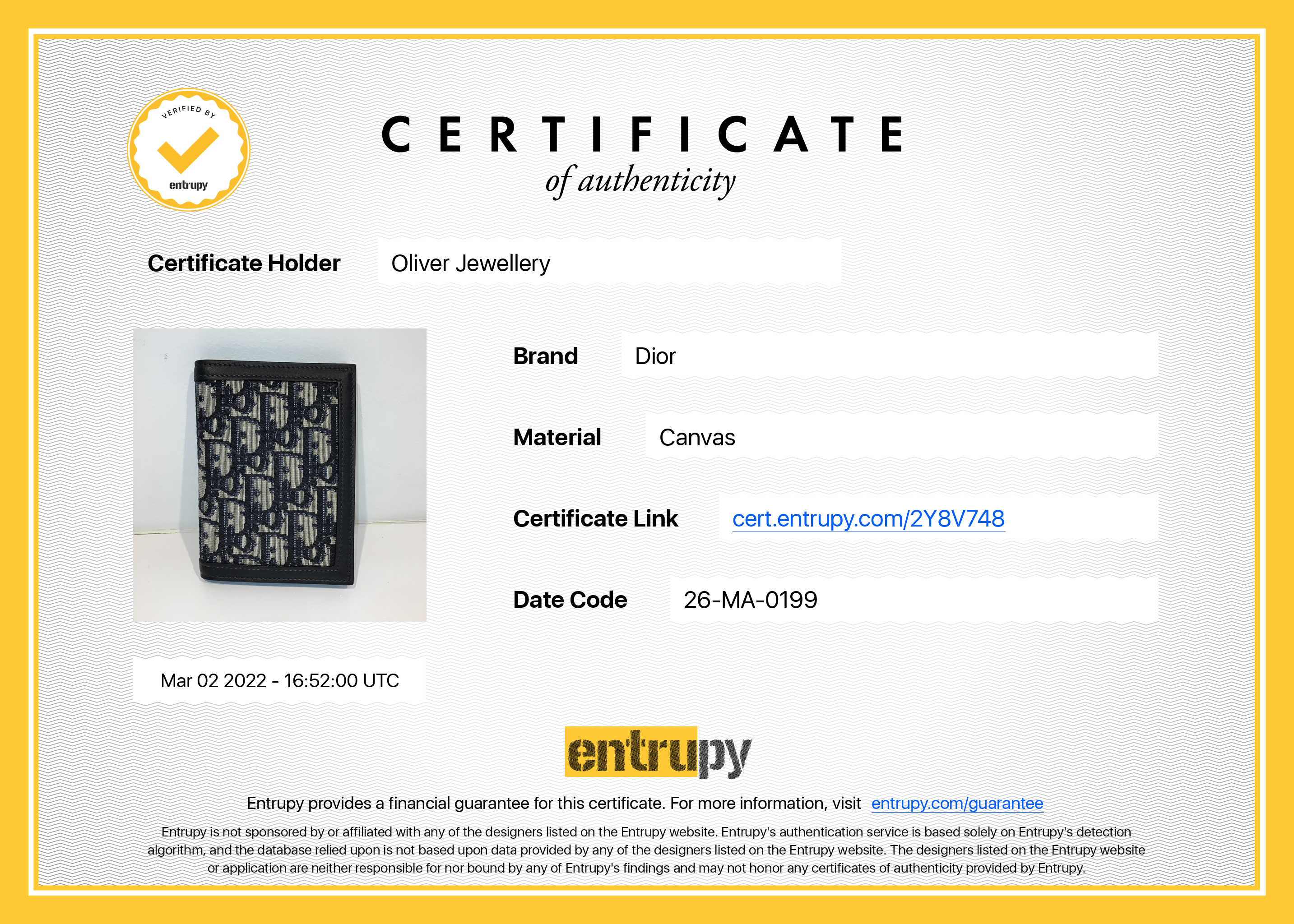 Christian Dior Oblique Passport Holder