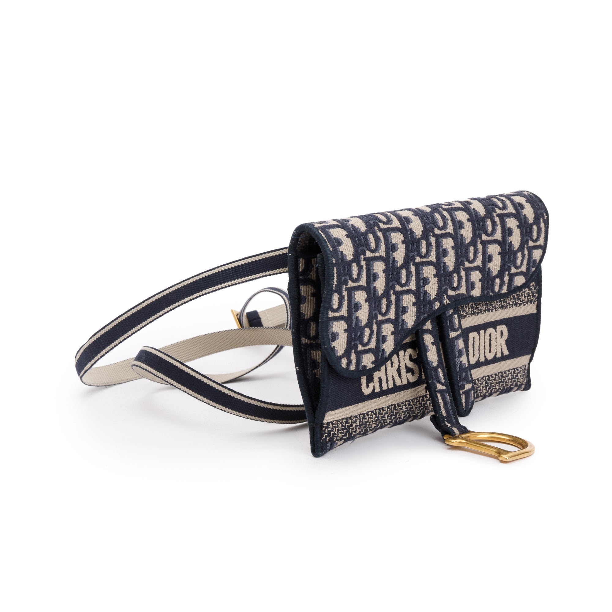 Christian Dior Oblique Slim Saddle Belt Pouch w/ Box & Authenticity Card