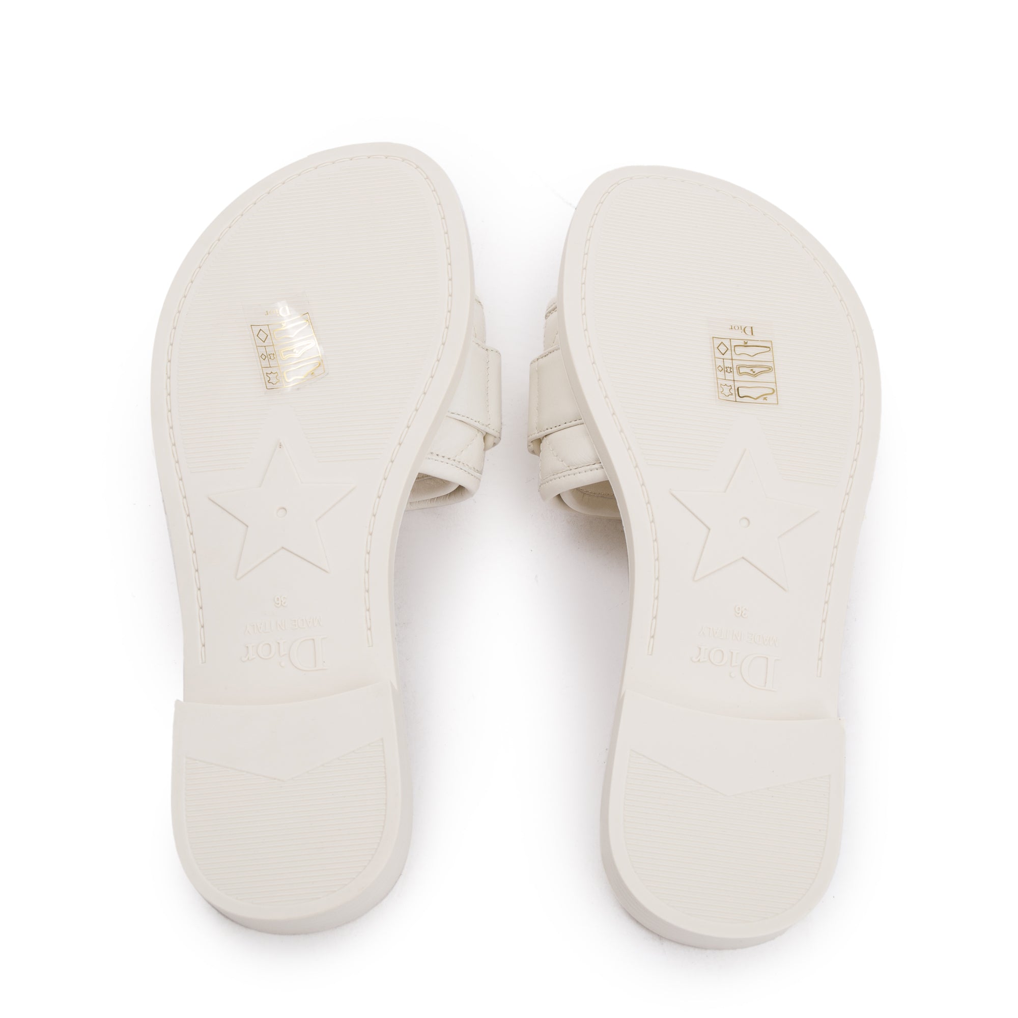 Christian Dior Off White Cannage Quilted Leather Dio(r)evolution Slide, Size 35 w/ Box