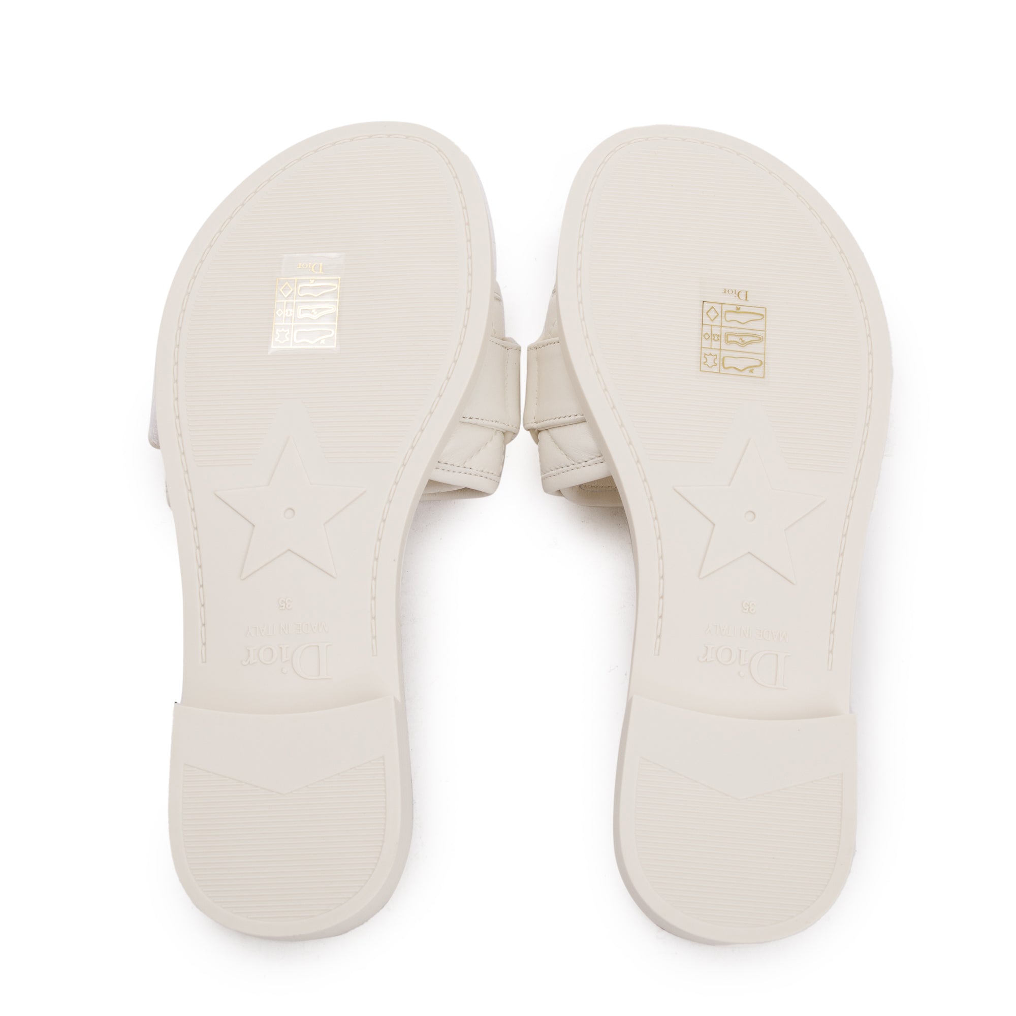 Christian Dior Off White Cannage Quilted Leather Dio(r)evolution Slide, Size 36 w/ Box