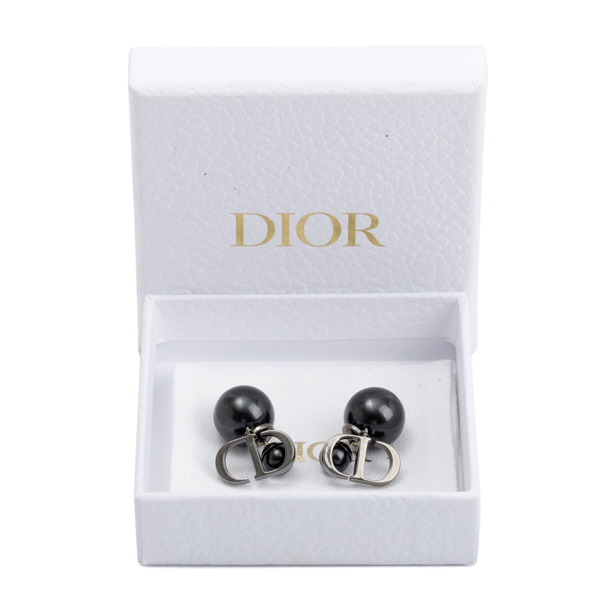 Christian Dior Palladium Plated Faux Pearl CD Tribales Drop