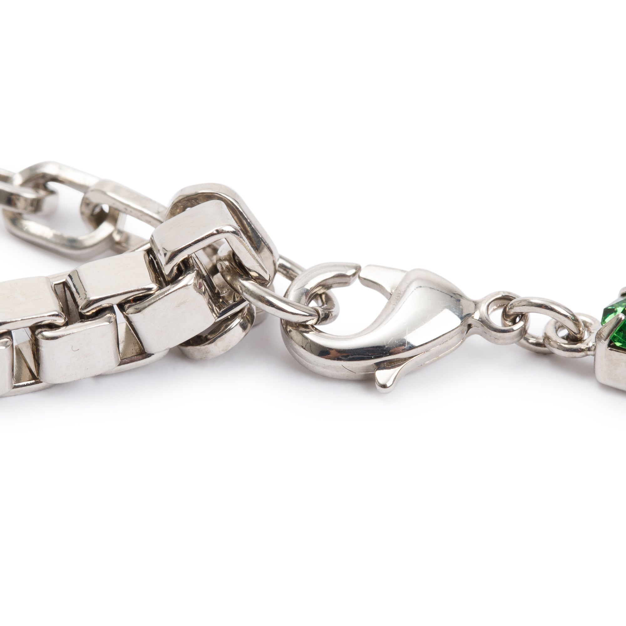 Christian Dior Palladium Plated Multicolour Crystal Link Bracelet w/ Box