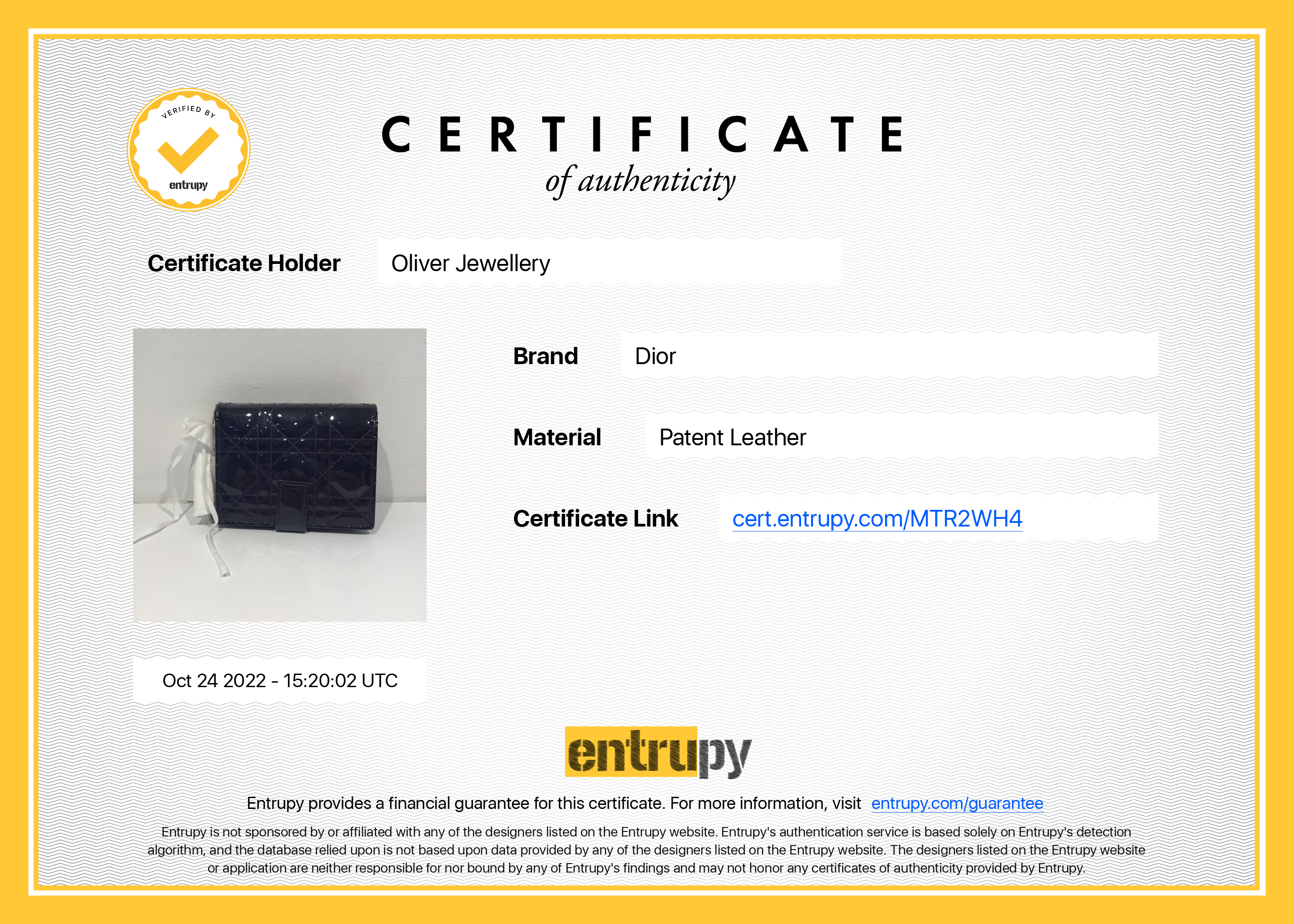 Christian Dior Patent Cannage Mini Lady Dior Wallet w/ Box