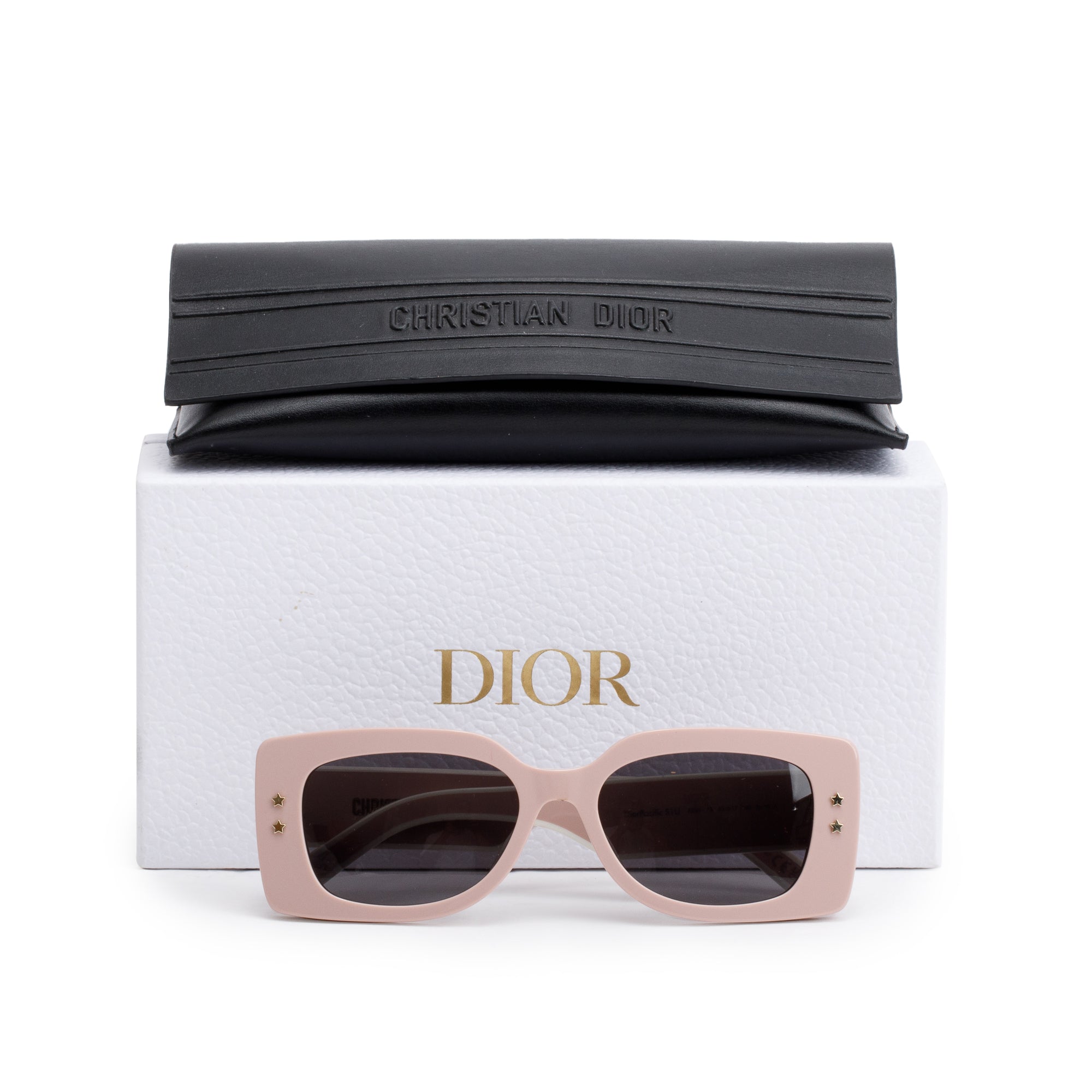 Christian Dior Pink Acetate DiorPacific S1U Rectangular Sunglasses w/ Box & Case