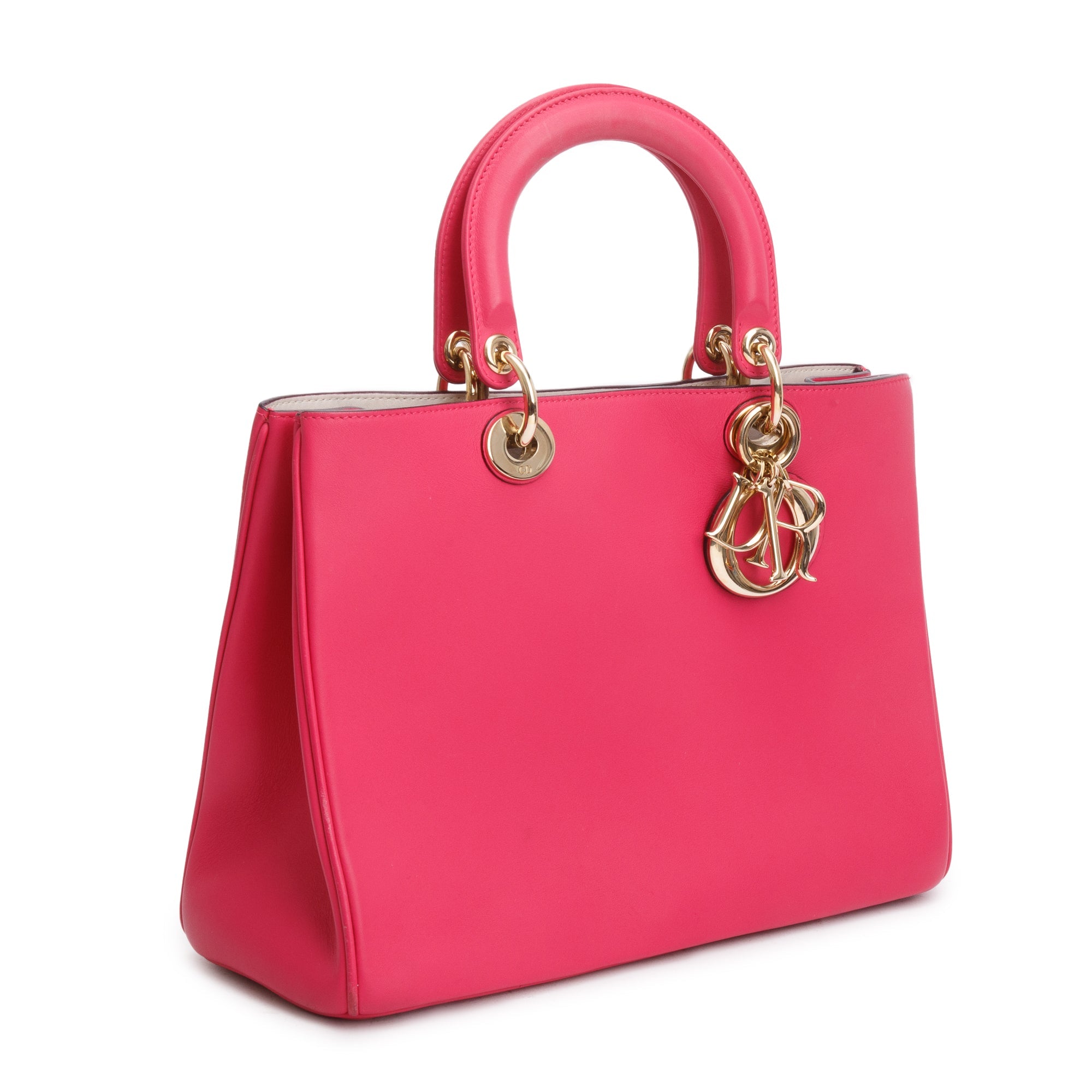 Christian Dior Pink Calfskin Leather Medium Diorissimo Tote w/ Pouch