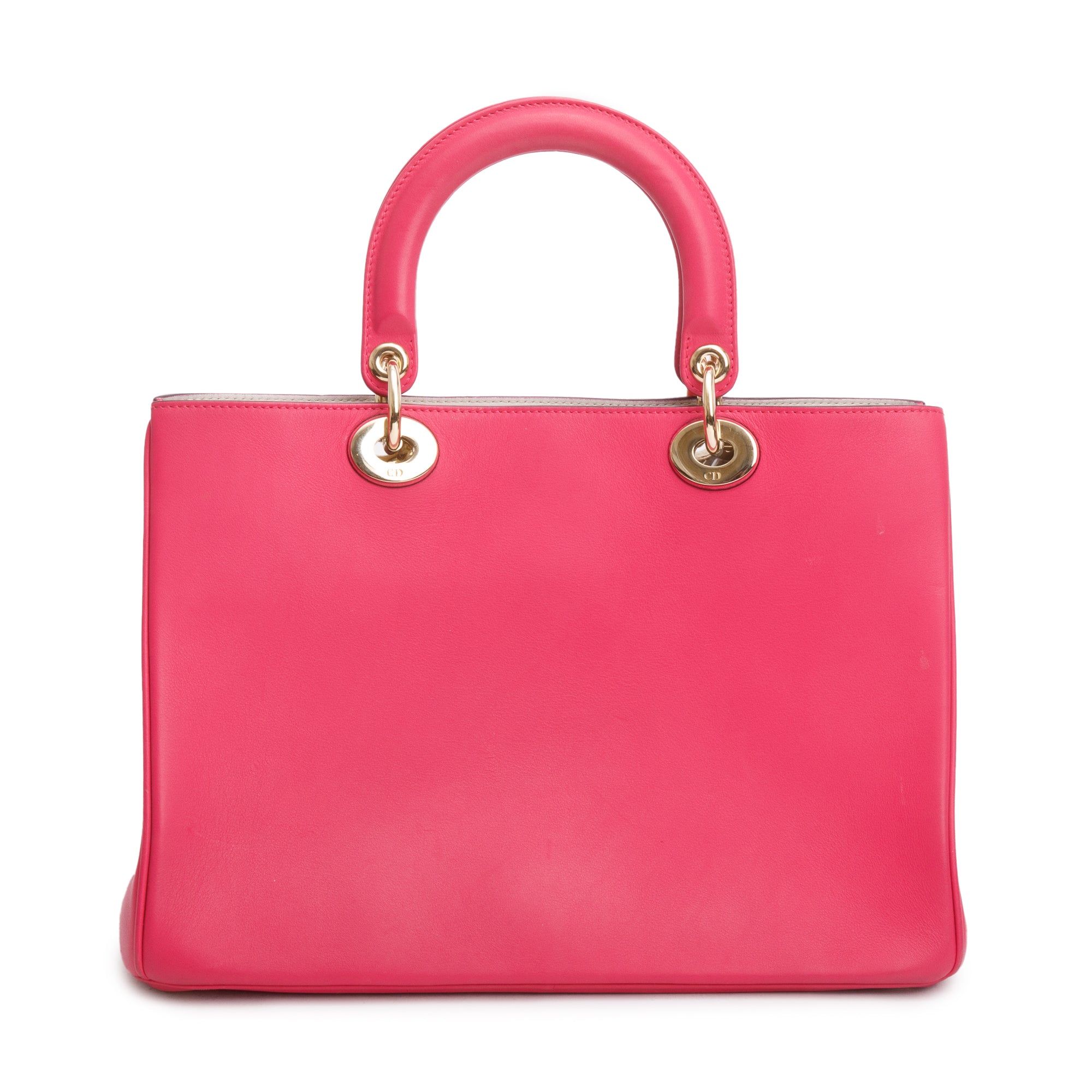 Christian Dior Pink Calfskin Leather Medium Diorissimo Tote w/ Pouch