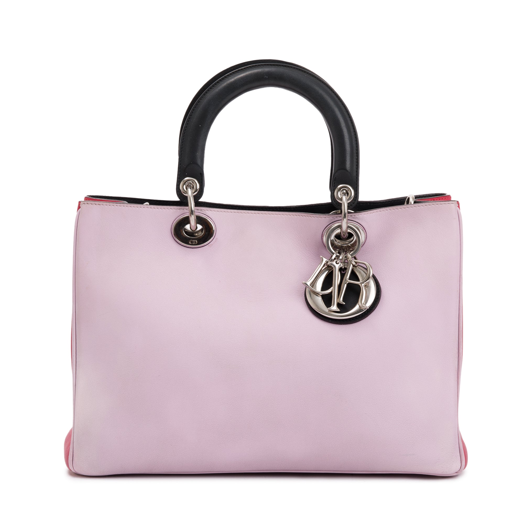 Christian Dior Pink Calfskin Leather Medium Diorissimo Tote w/ Strap, Pouch & Authenticity Card
