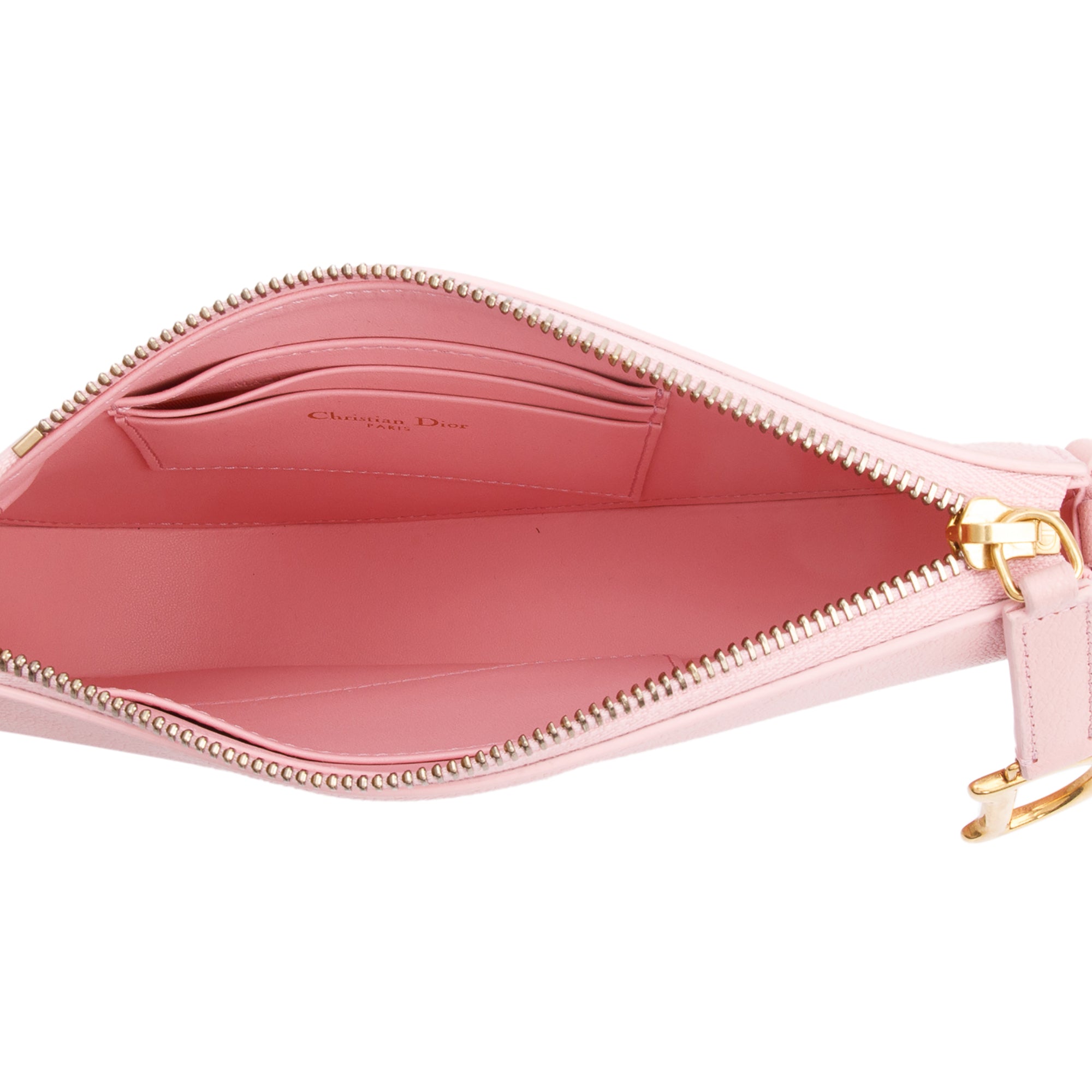 Christian Dior Pink Calfskin Leather Saddle Rodeo Pouch