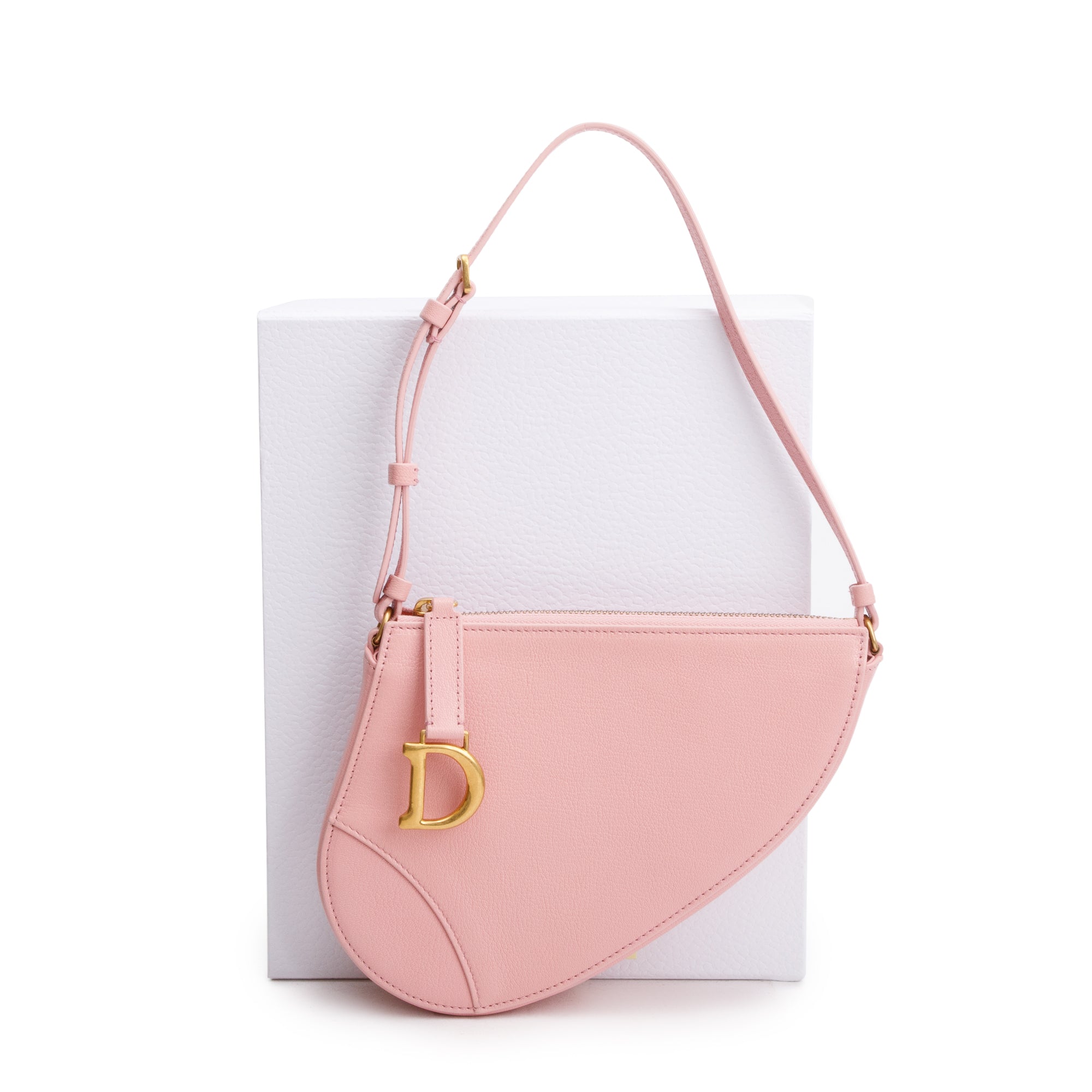 Christian Dior Pink Calfskin Leather Saddle Rodeo Pouch w/ Box