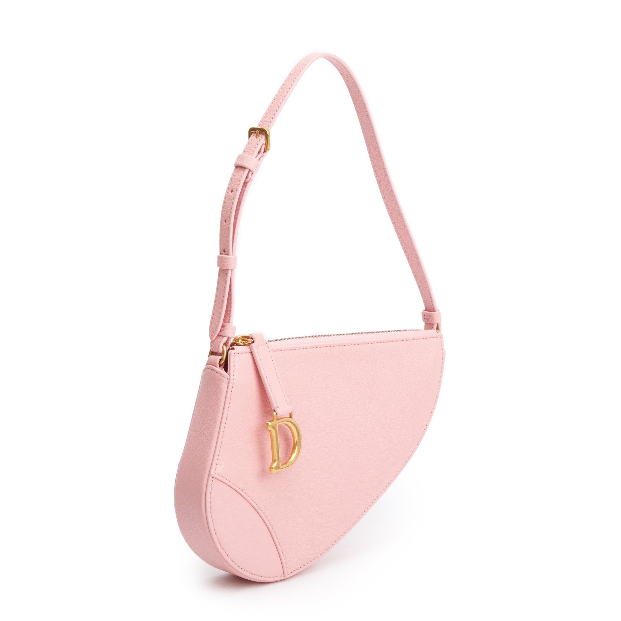 Christian Dior Pink Calfskin Leather Saddle Rodeo Pouch w/ Box