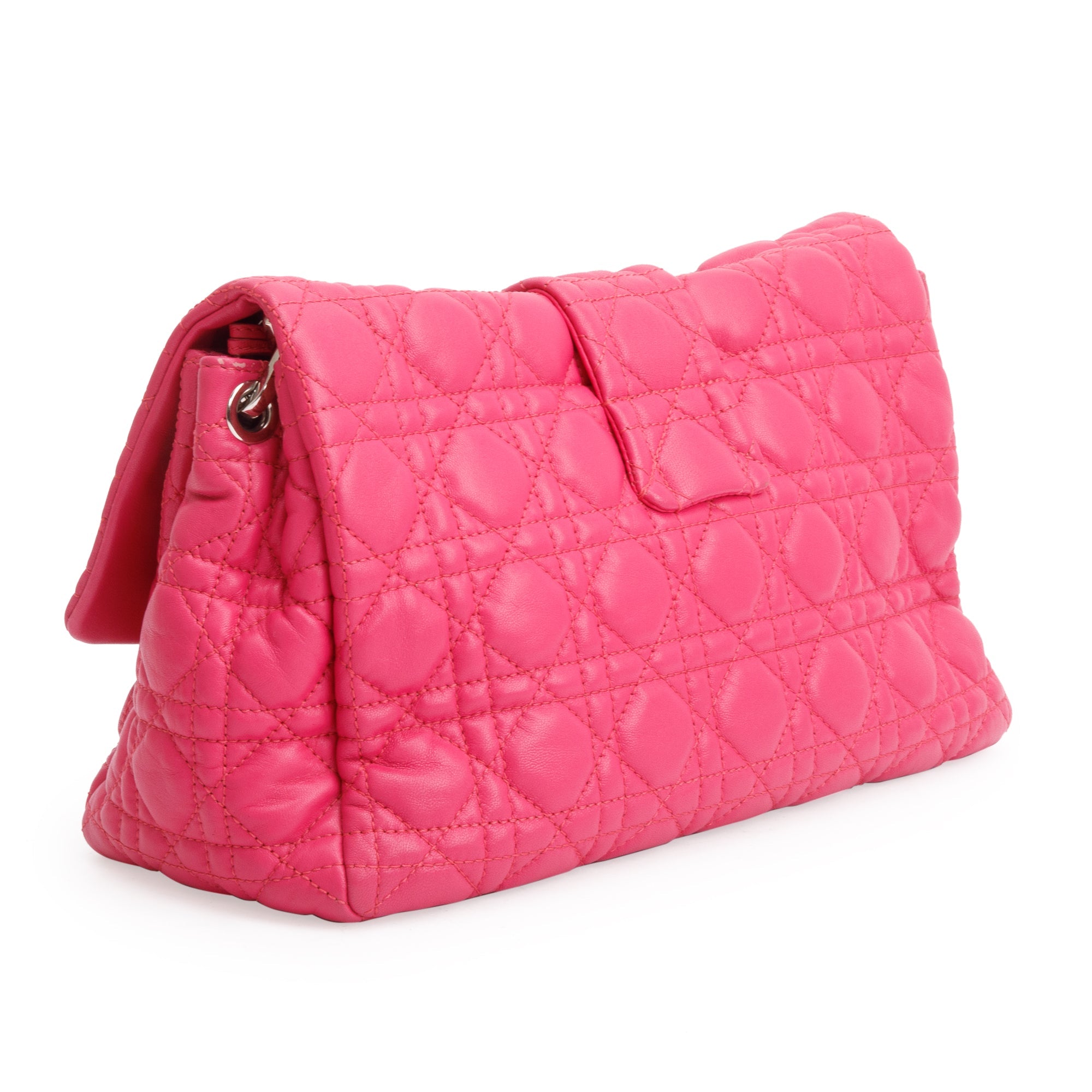 Christian Dior Pink Cannage Calfskin Leather New Lock Flap Bag w/ Authenticity Card & Receipt